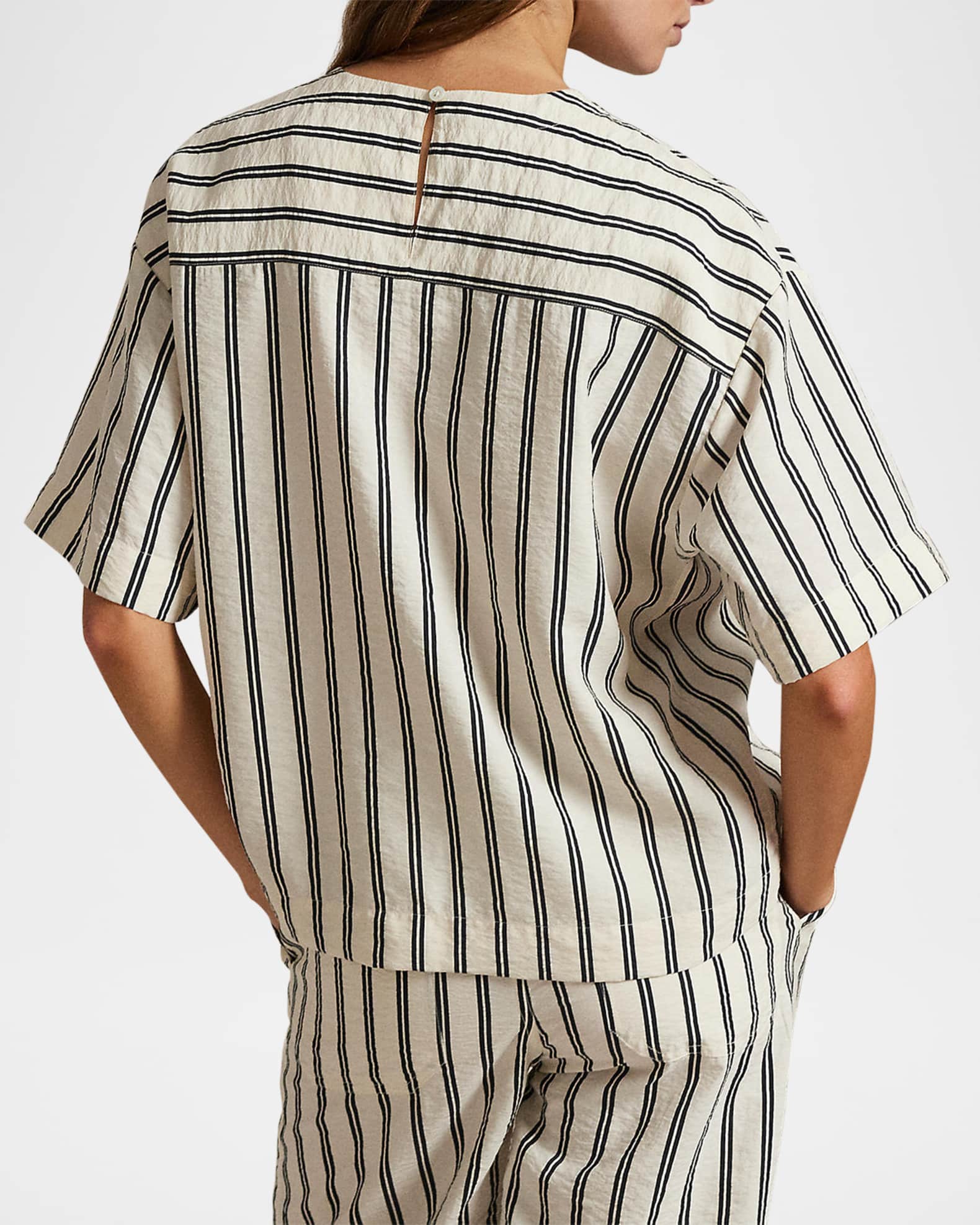 Striped Silk-Blend Short-Sleeve Shirt