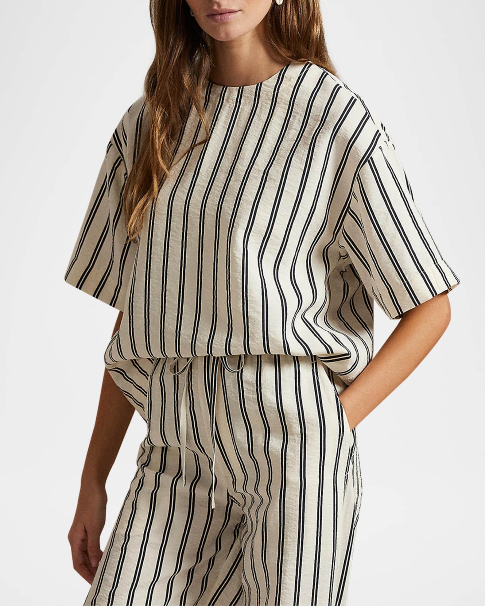Striped Silk-Blend Short-Sleeve Shirt