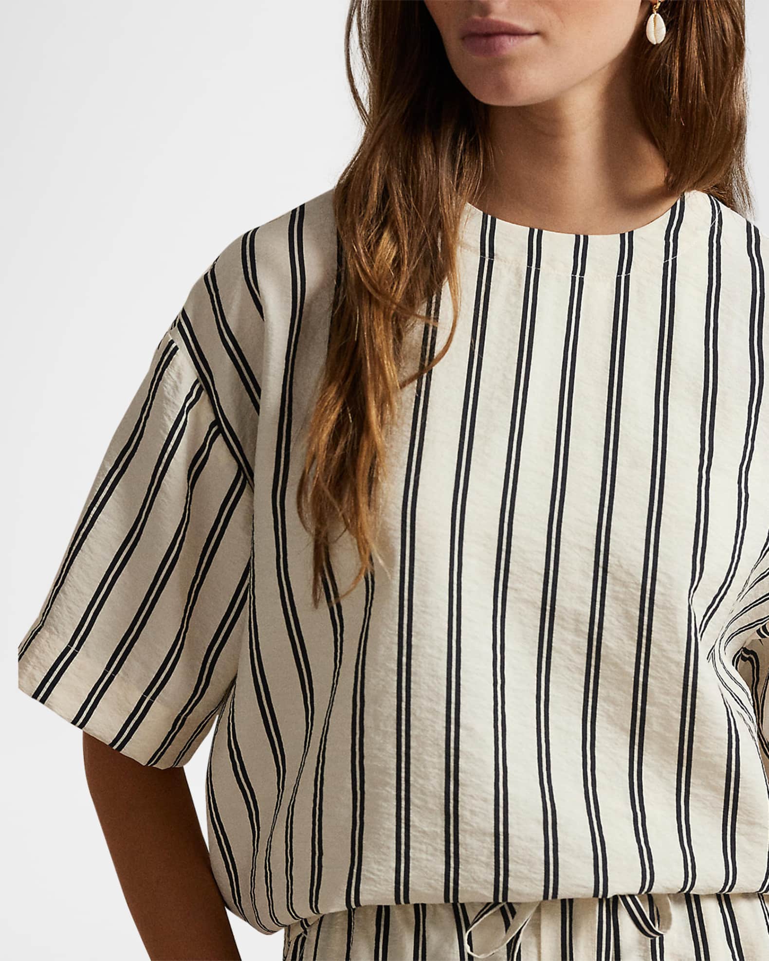 Striped Silk-Blend Short-Sleeve Shirt