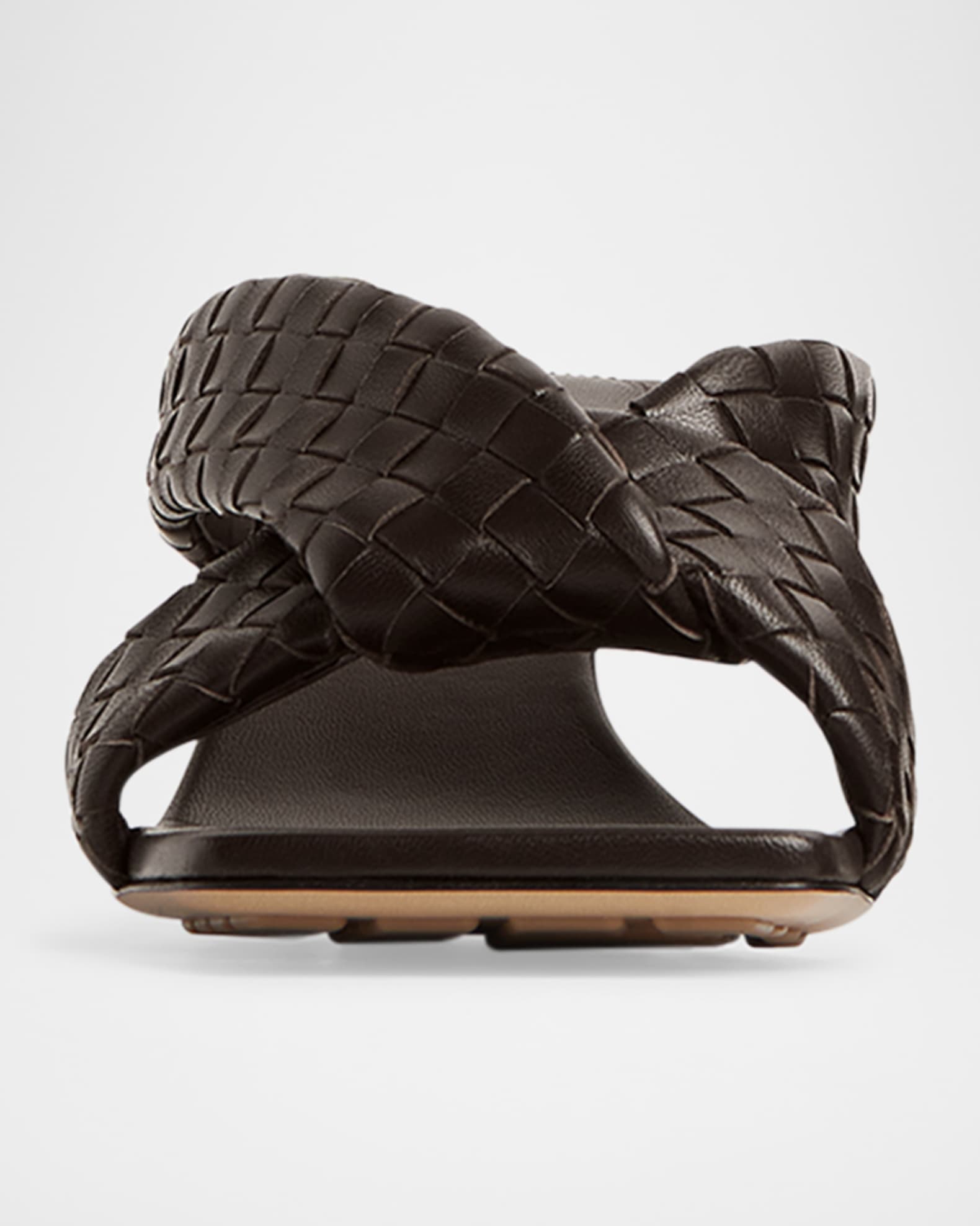 Riva Micro Woven Nappa Leather Kitten-Heel Sandals | Neiman Marcus