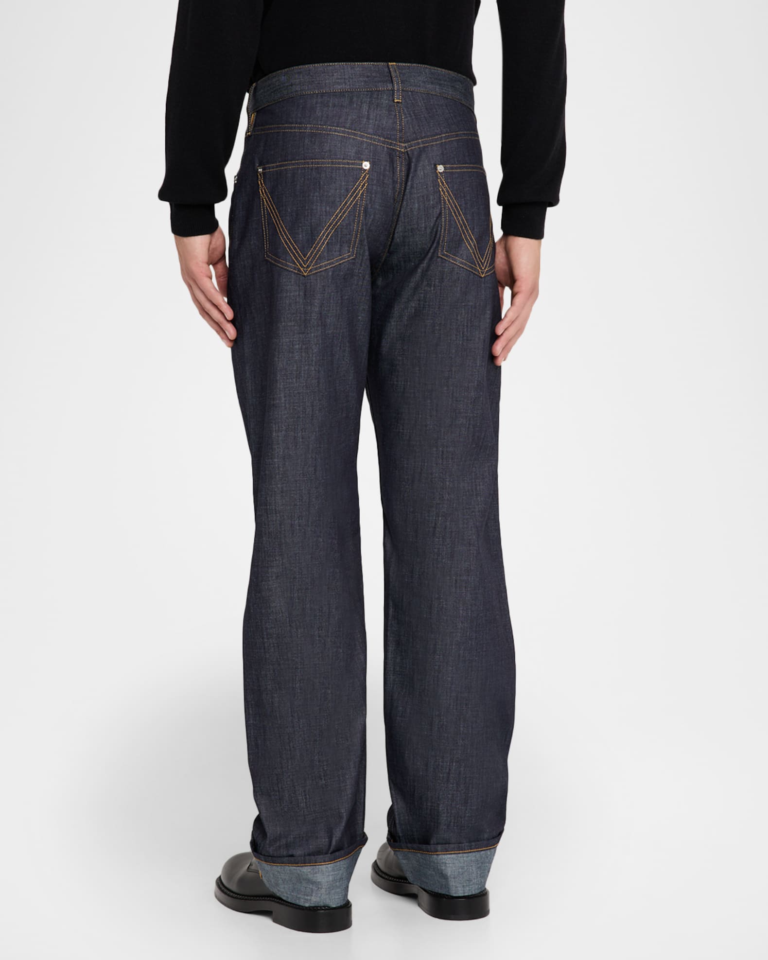 デニム・ジーパン Bottega Veneta Intrecciato Pocket Blue Cotton Jeans Bottega Veneta Men's Rinsed Denim Intreccio-Pocket Jeans