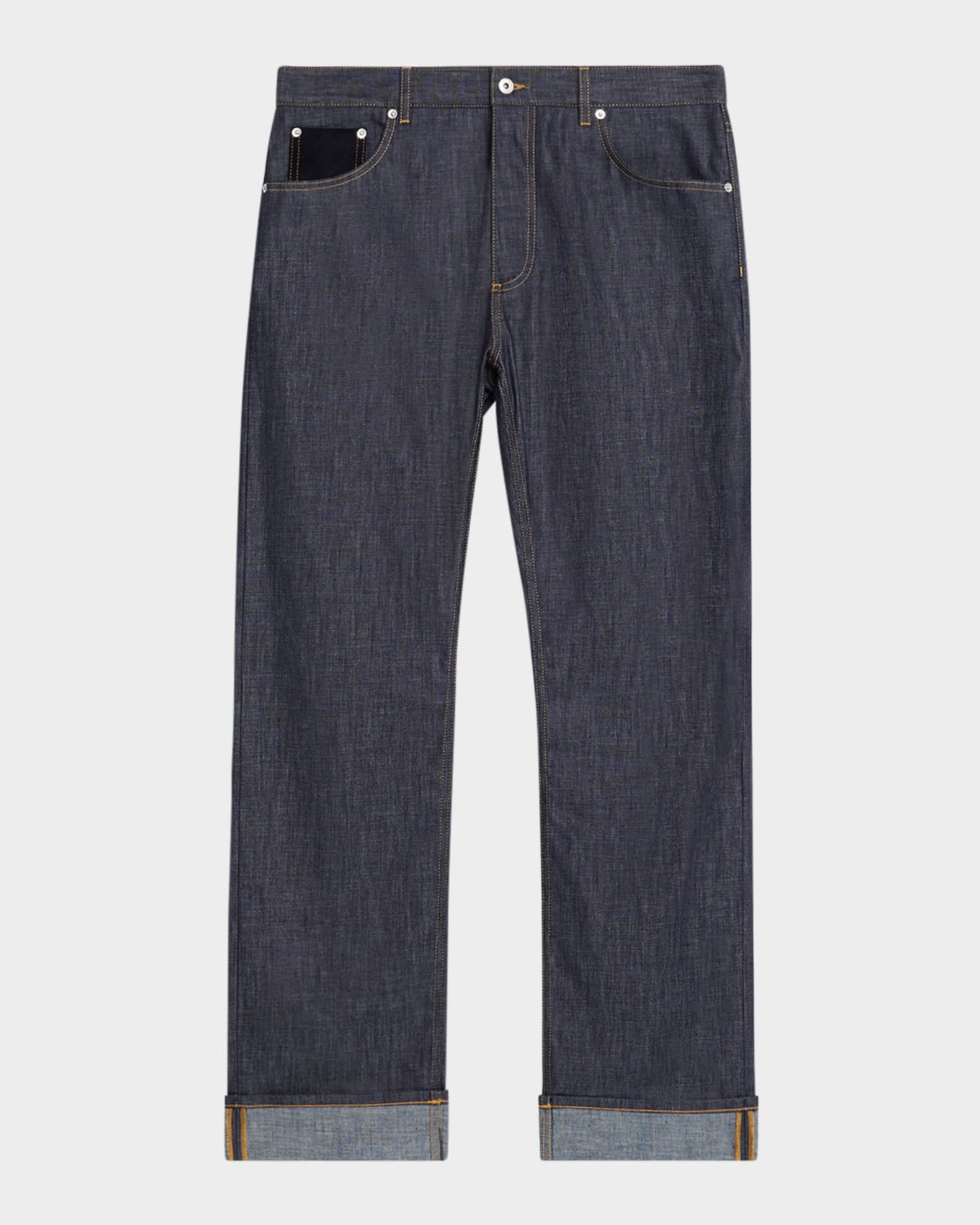 Bottega Veneta Men's Rinsed Denim Intreccio-Pocket Jeans