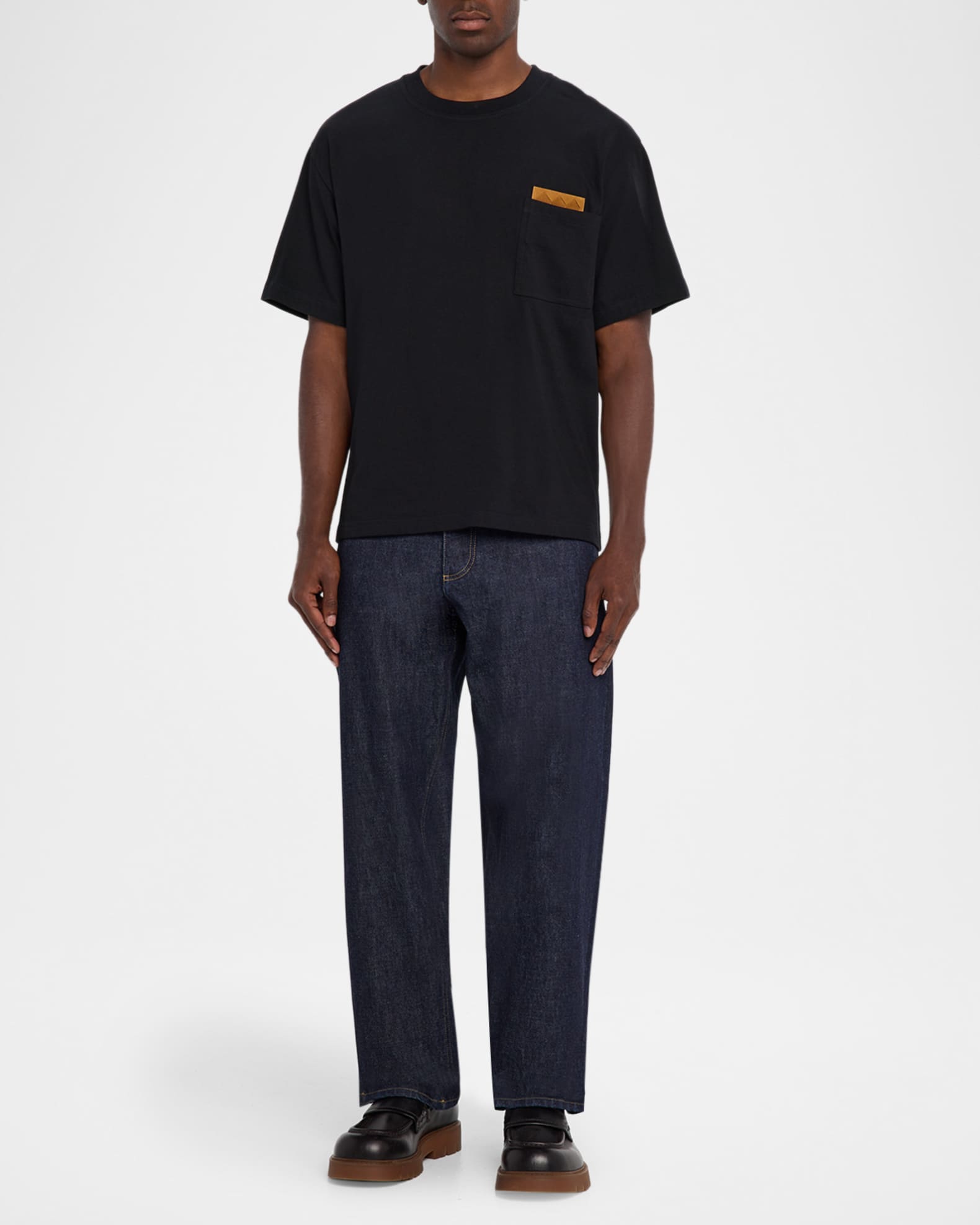 Bottega Veneta Men's Pima Cotton Jersey Intrecciato-Pocket T