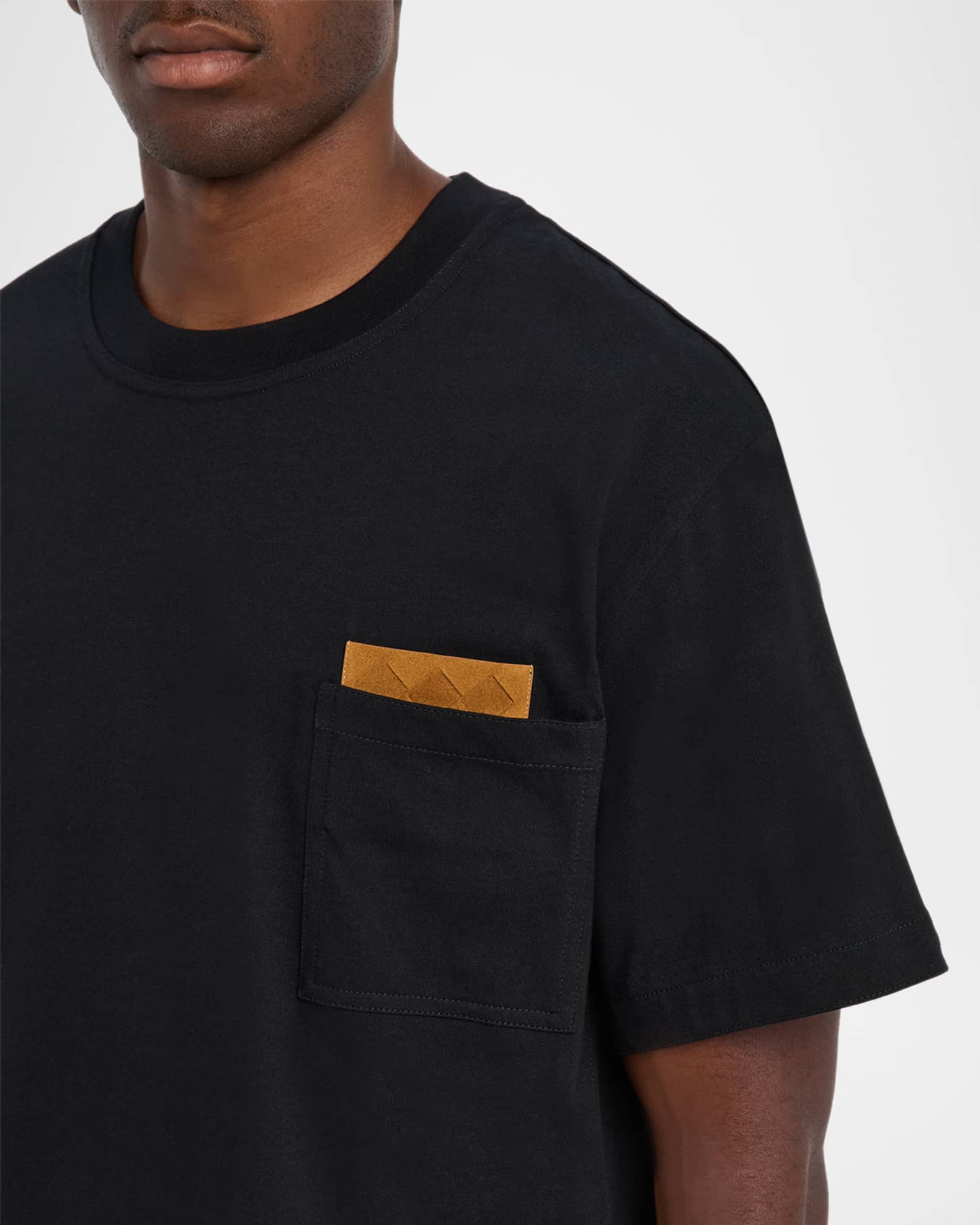 【BOTTEGA VENETA】T-SHIRT IN PIMA COTTON JERSEY Bottega Veneta® Men's Pima Cotton Jersey T-Shirt in Chalk
