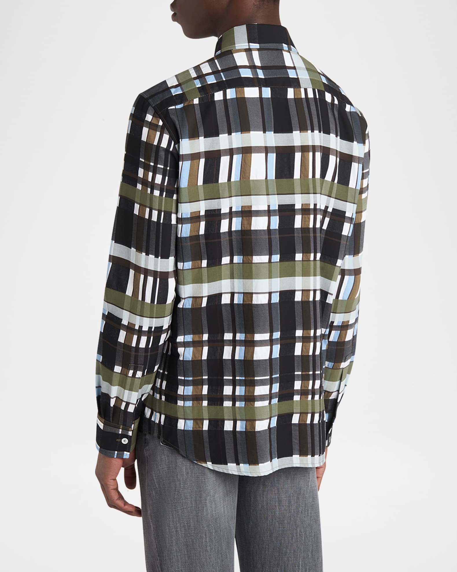 Bottega Veneta Men's Cotton Jumbo Plaid Casual Button-Down Shirt