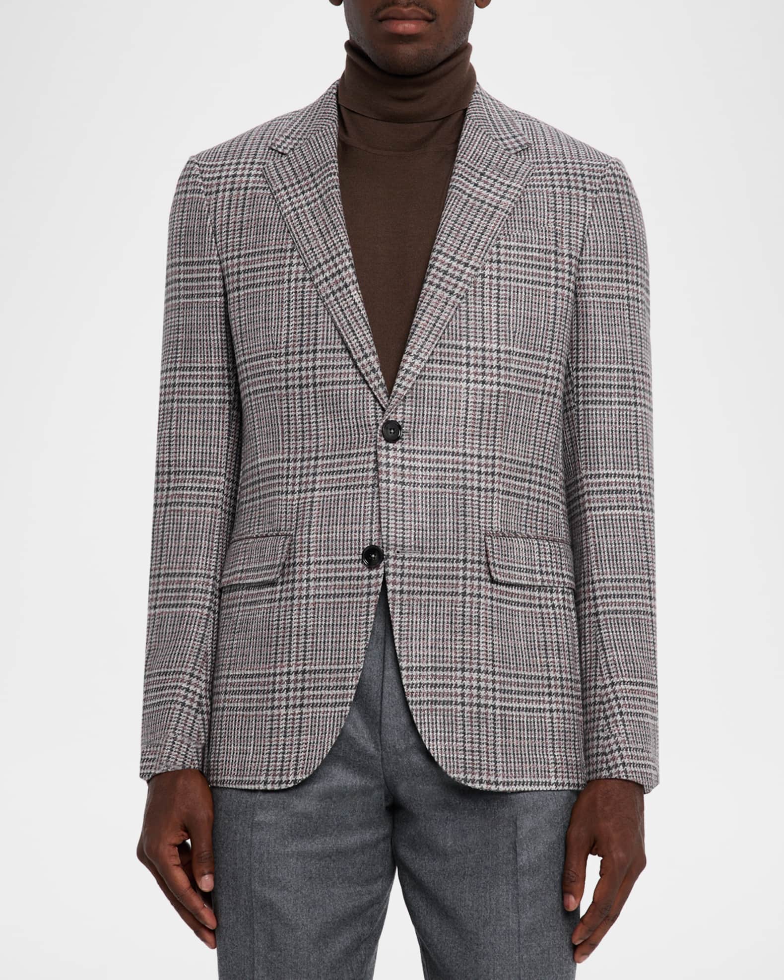 ZEGNA Men's Glen Plaid Winter Crossover Notch-Lapel Sport Coat