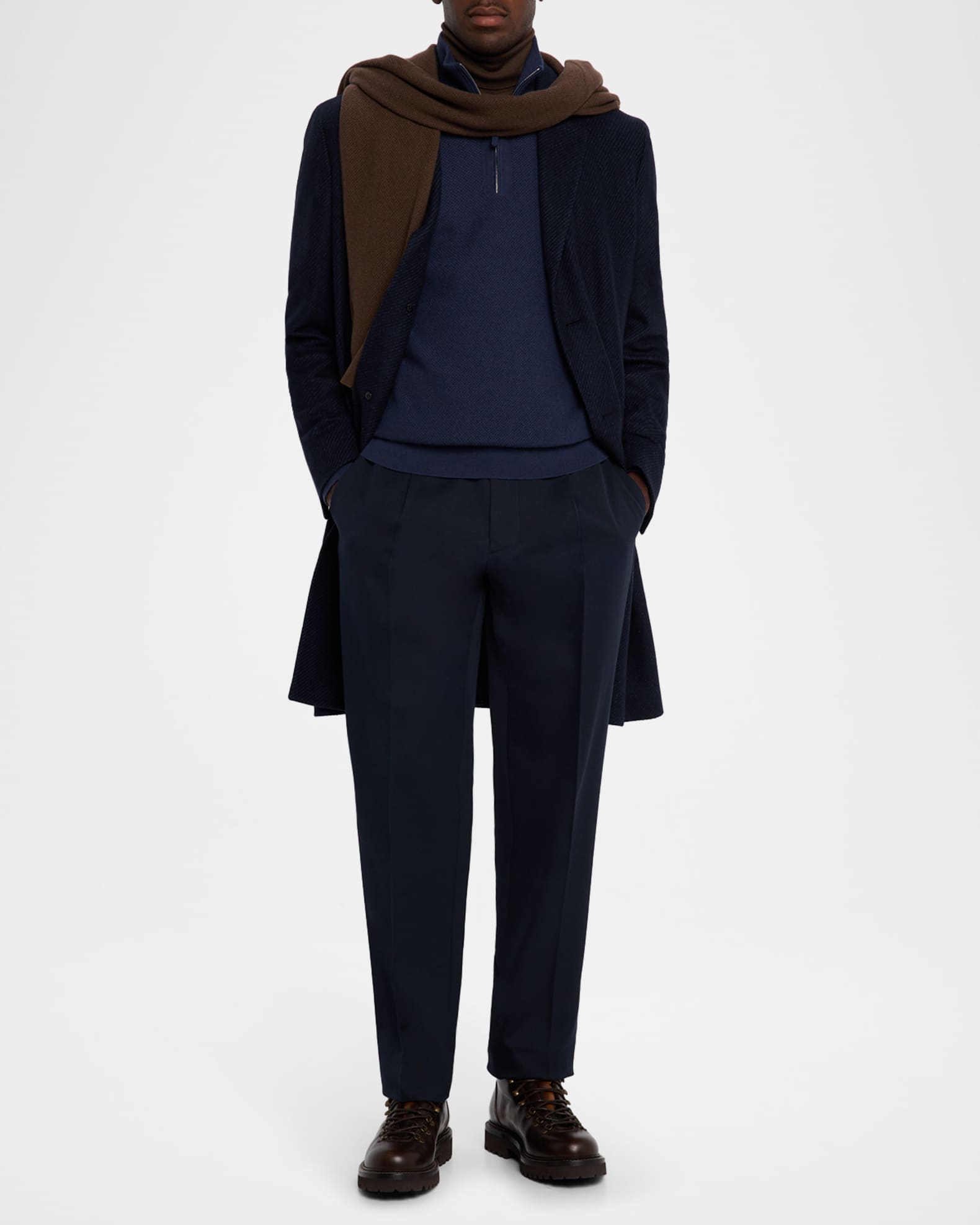 Ermenegildo Zegna COUTURE カシミヤ シルク ニットポロ ZEGNA Men's Cashmere and Silk Stripe Twill Top Coat | Neiman Marcus