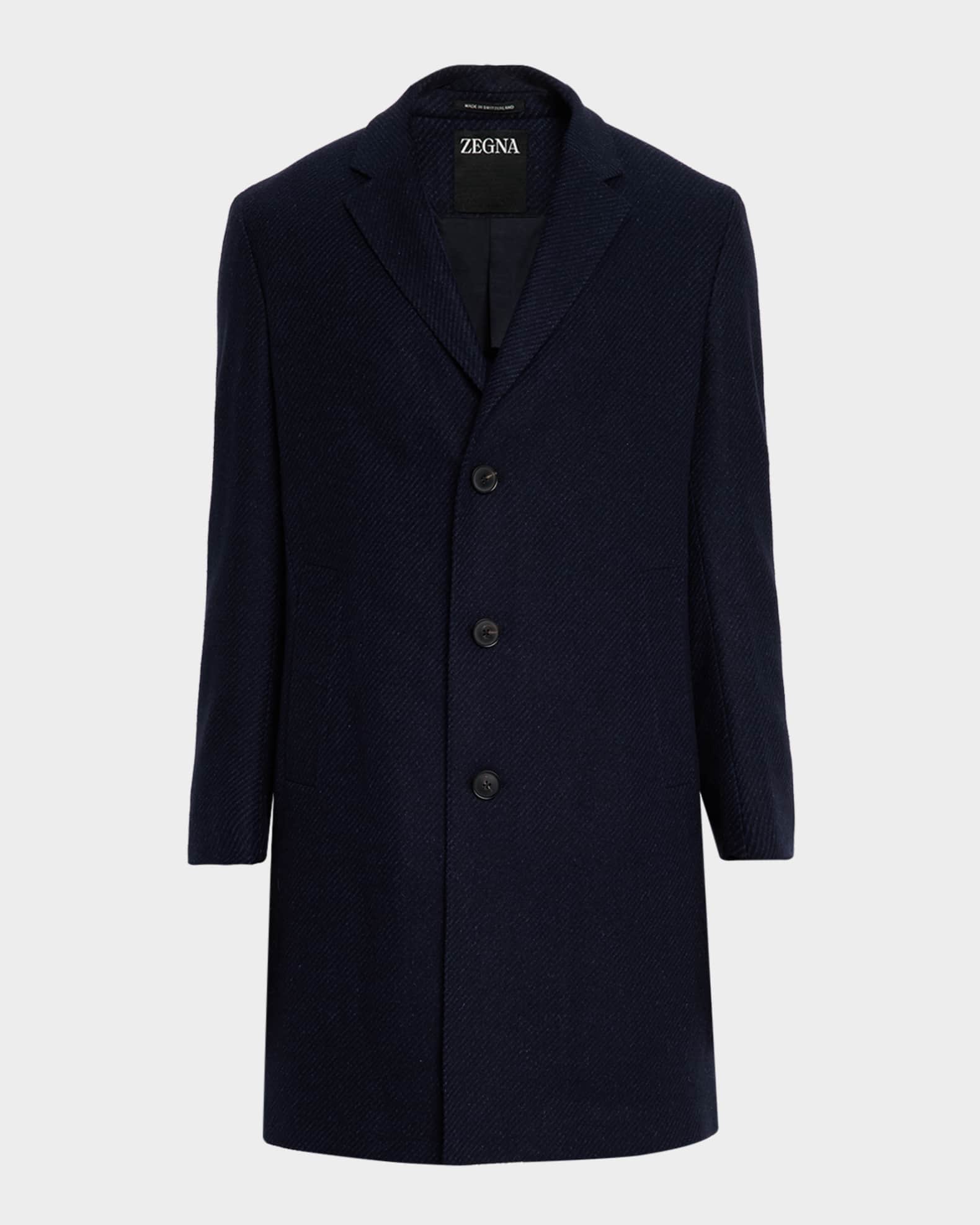 Ermenegildo Zegna COUTURE カシミヤ シルク ニットポロ ZEGNA Men's Cashmere and Silk Stripe Twill Top Coat | Neiman Marcus