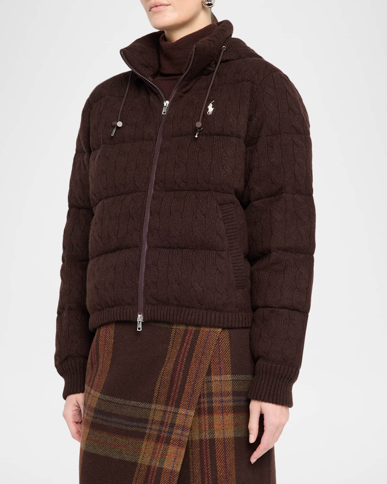 Polo Ralph Lauren Cable-Knit Wool-Cashmere Quilted Jacket | Neiman