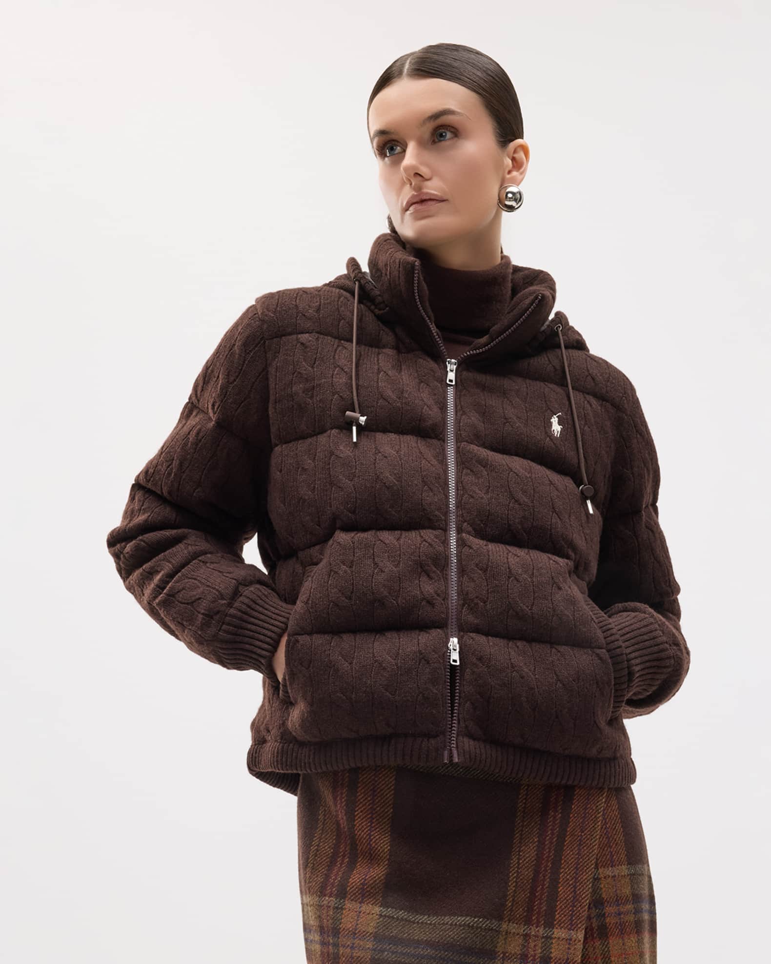 Polo Ralph Lauren Cable-Knit Wool-Cashmere Quilted Jacket | Neiman Marcus