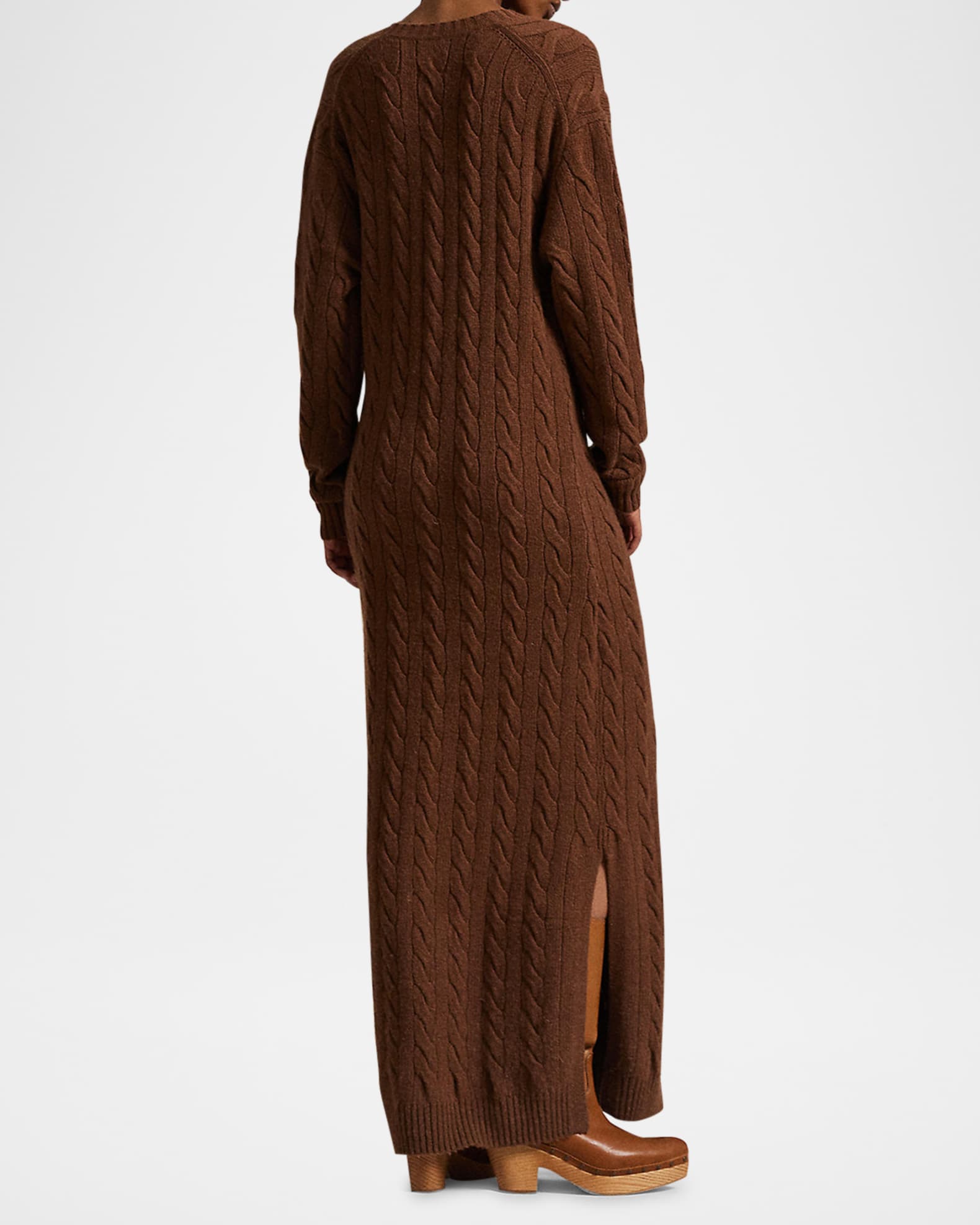 Polo Ralph Lauren Cable-Knit V-Neck Sweater Dress | Neiman Marcus