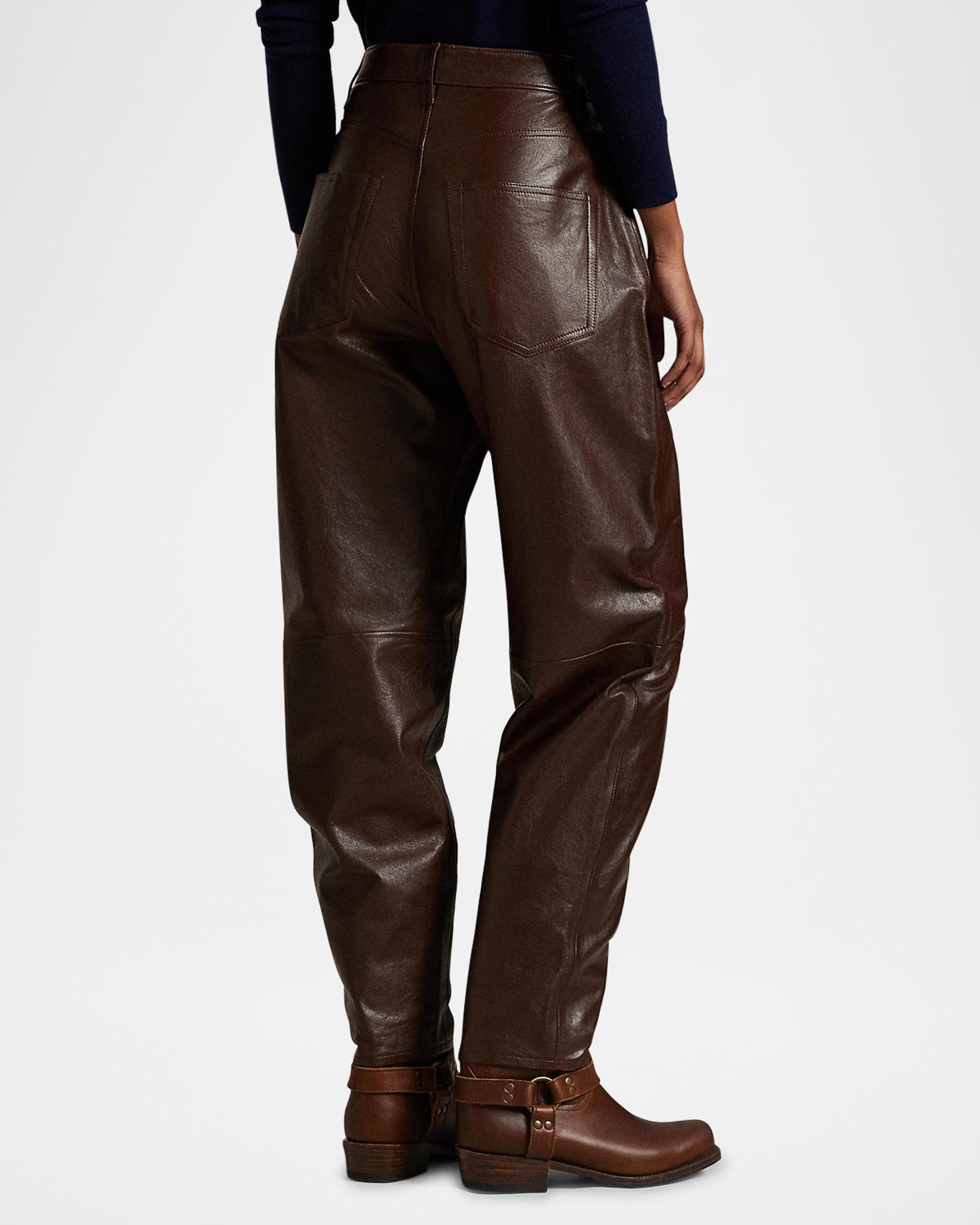 Polo Ralph Lauren Curved Tapered Leather Pants | Neiman Marcus display picture 1