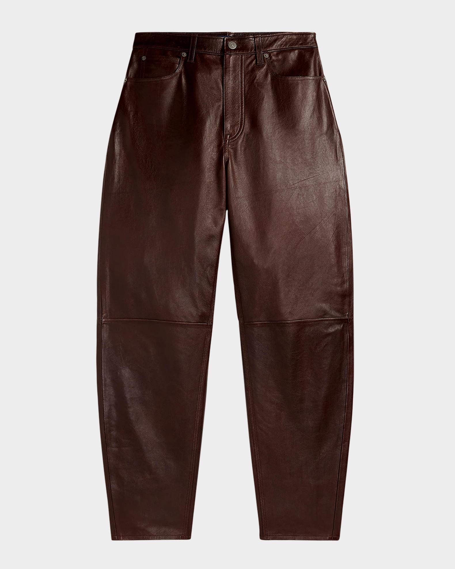 Polo Ralph Lauren Curved Tapered Leather Pants | Neiman Marcus display picture 1