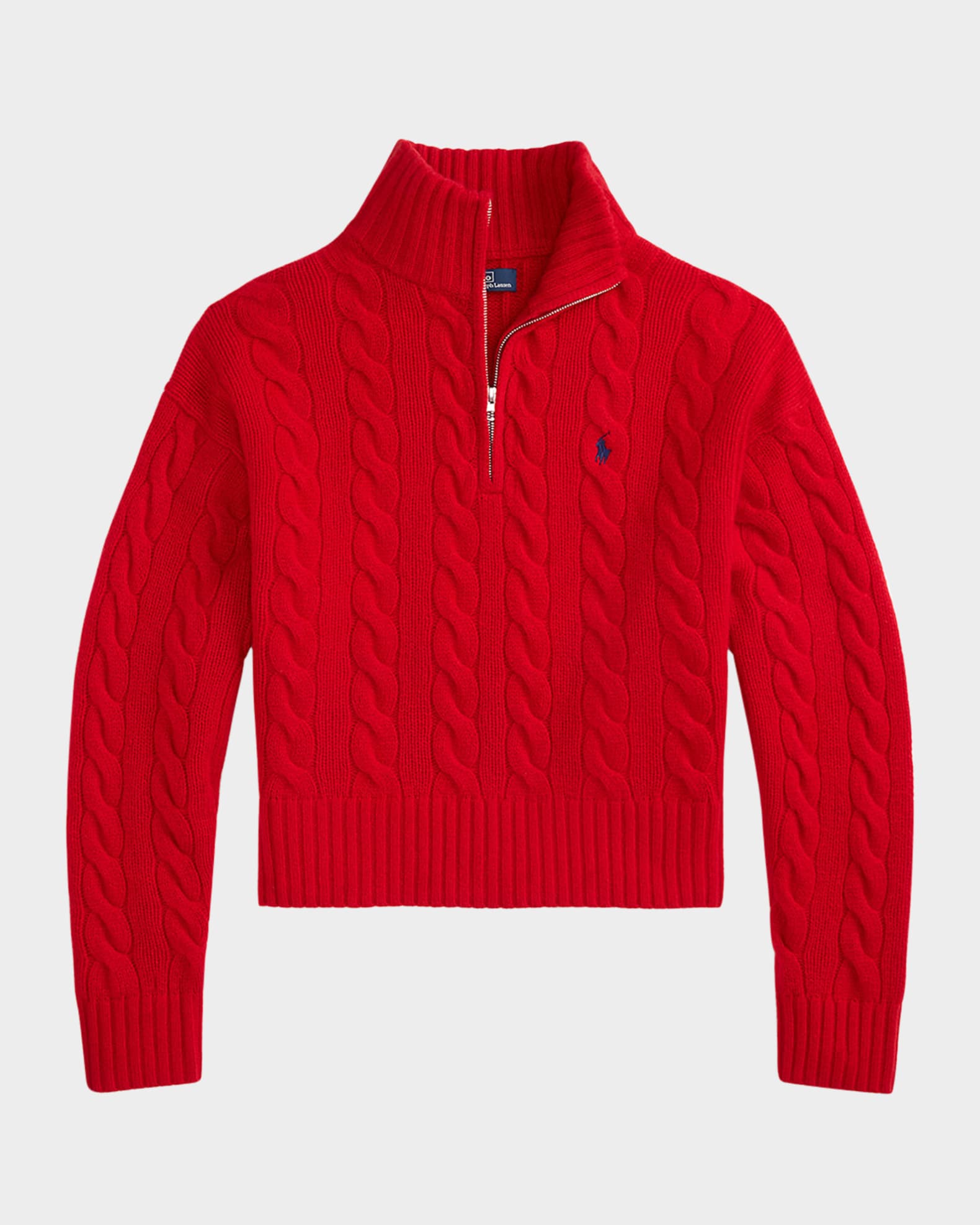 Polo Ralph Lauren Cable Wool-Cashmere Half-Zip Sweater | Neiman Marcus