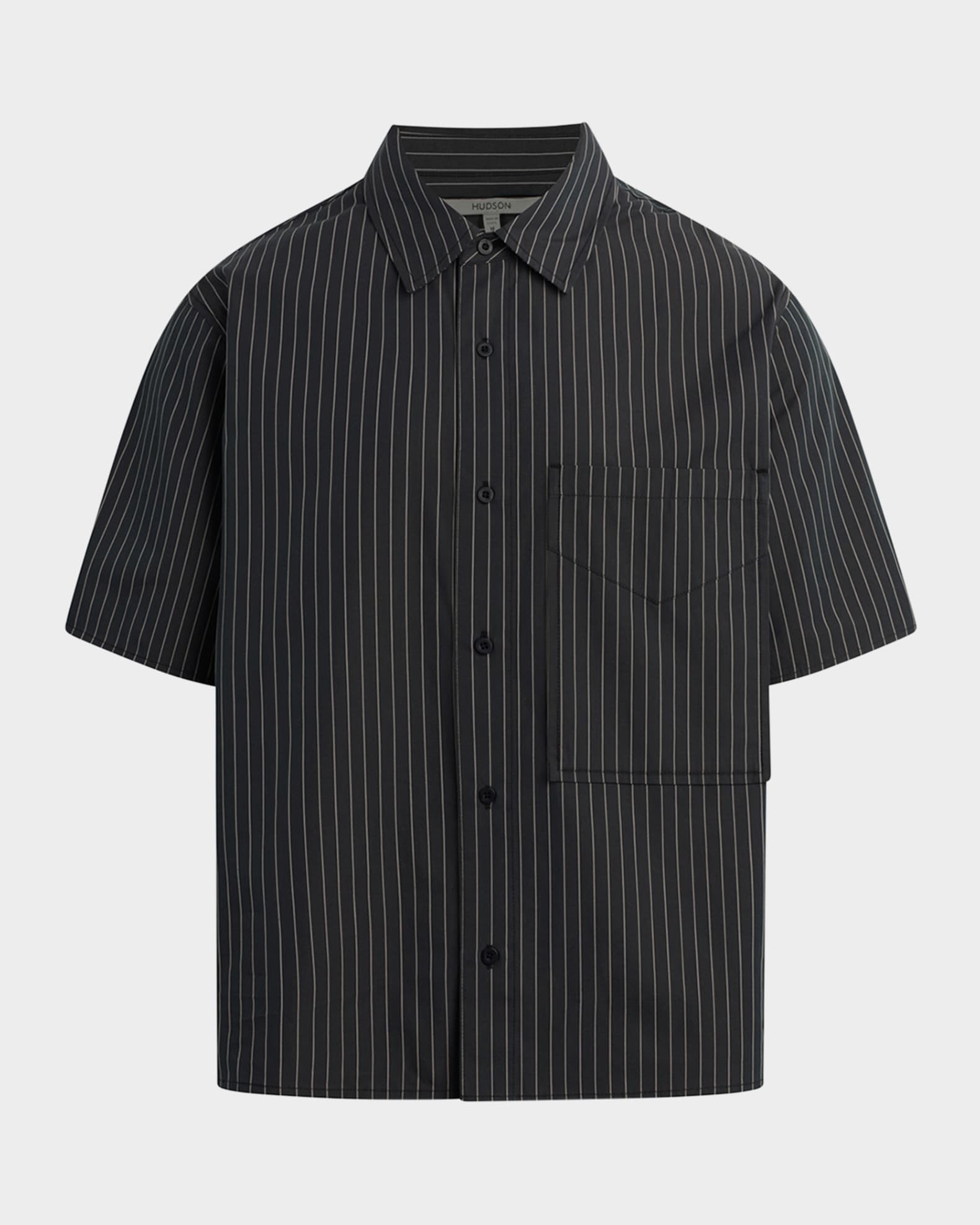 Rex Short Sleeve Shirt - Men's Size S, Black Stripe by Hudson Jeans