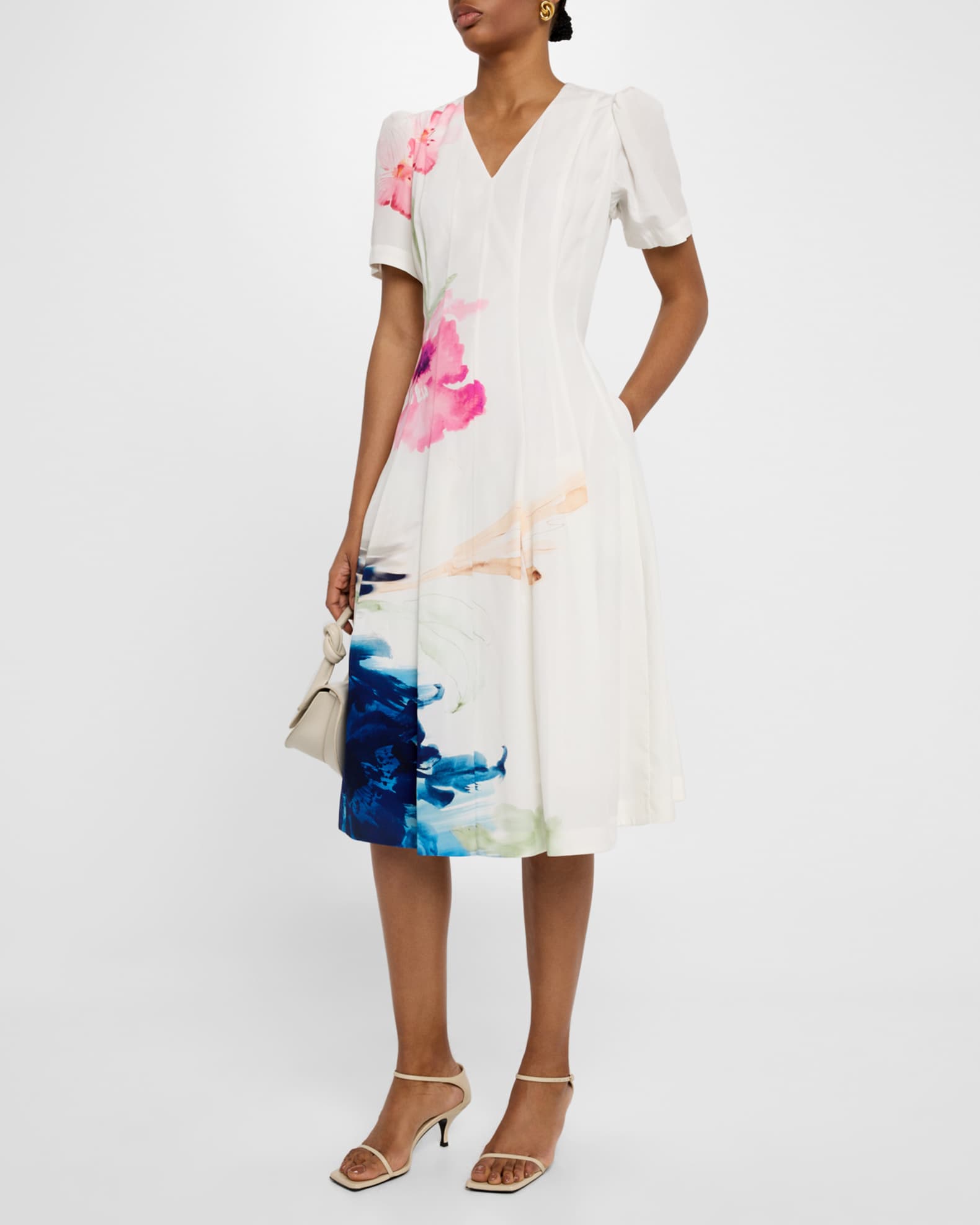 The Layla Seamed Floral-Print Midi Dress 1