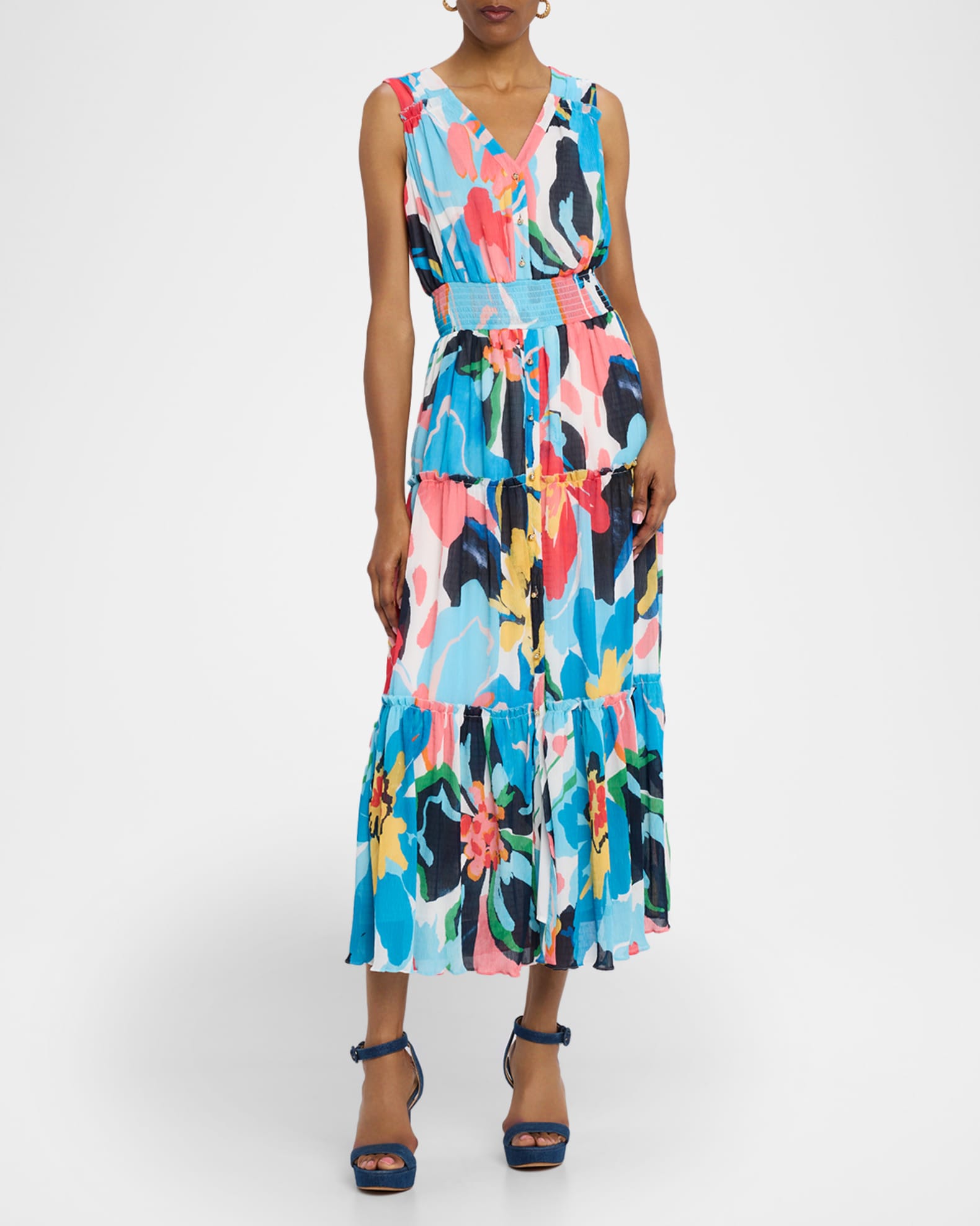 The Sable Tiered Floral-Print Midi Dress 1