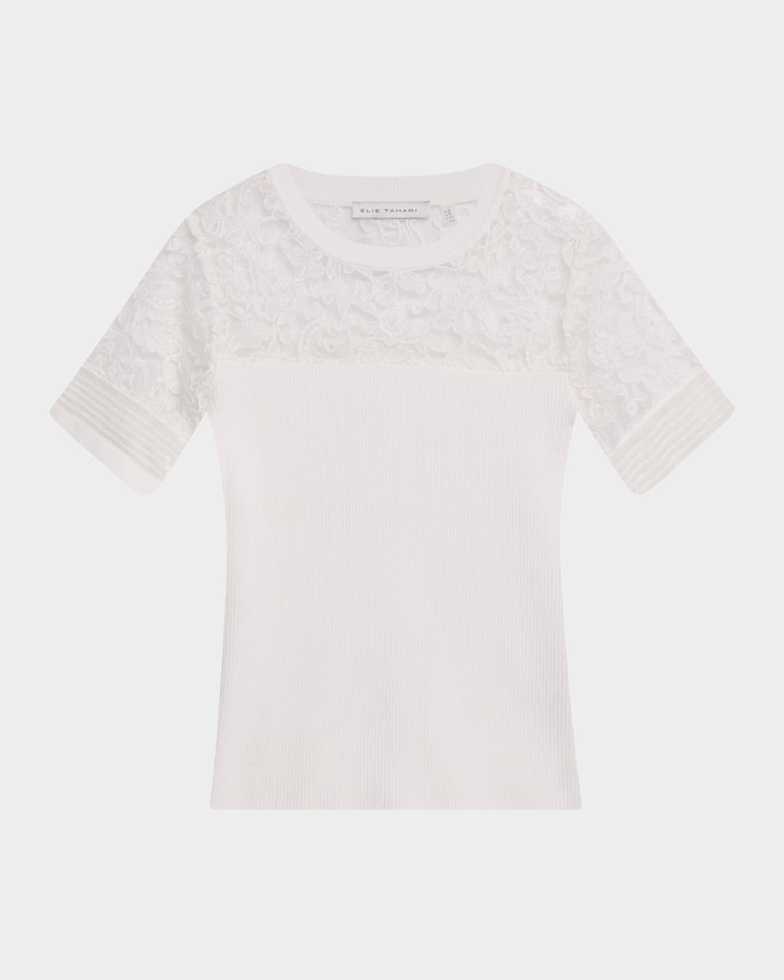 The Stephanie Ribbed Embroidered-Yoke Top 0