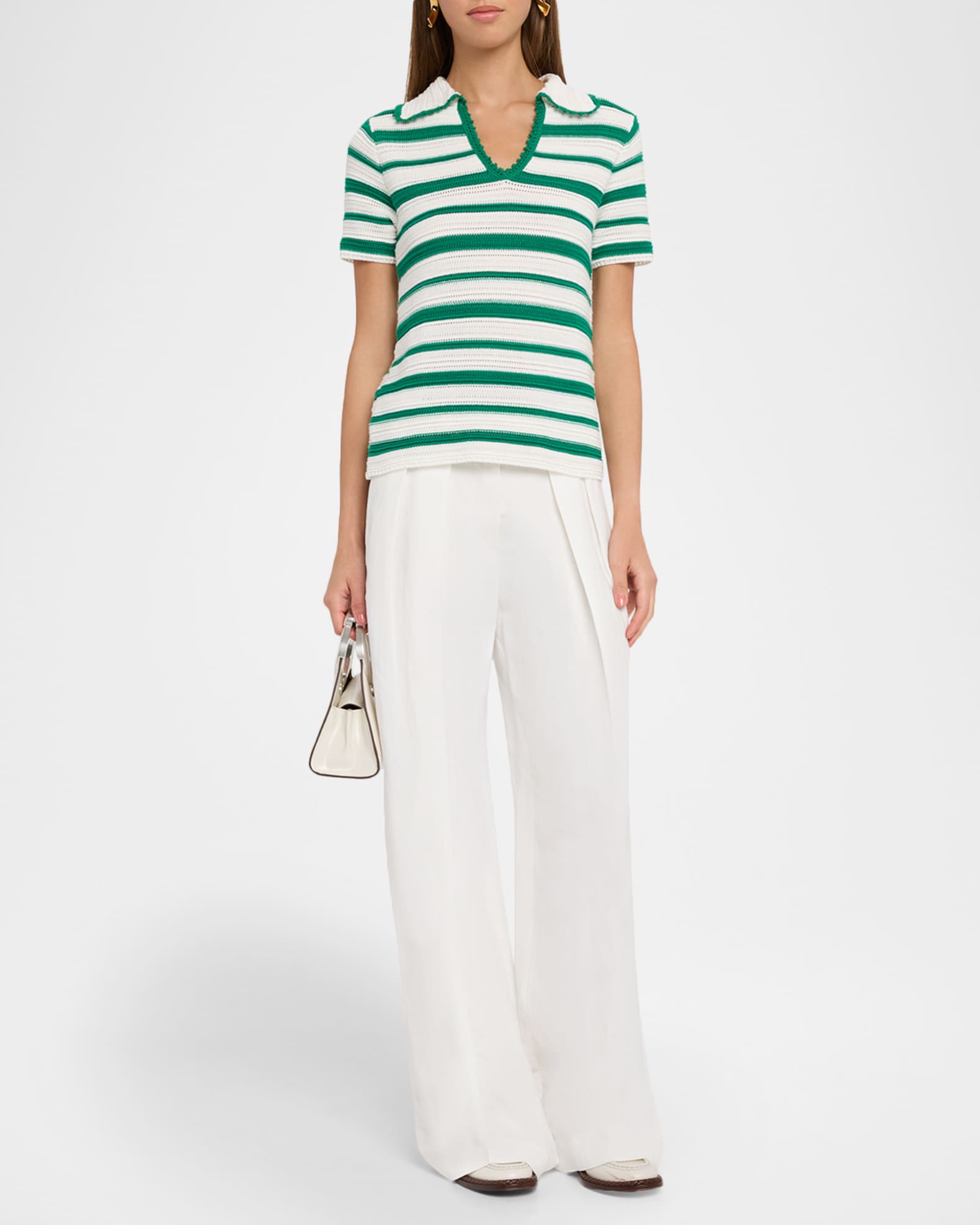 The Harlow Stripe Knit Polo Top  1