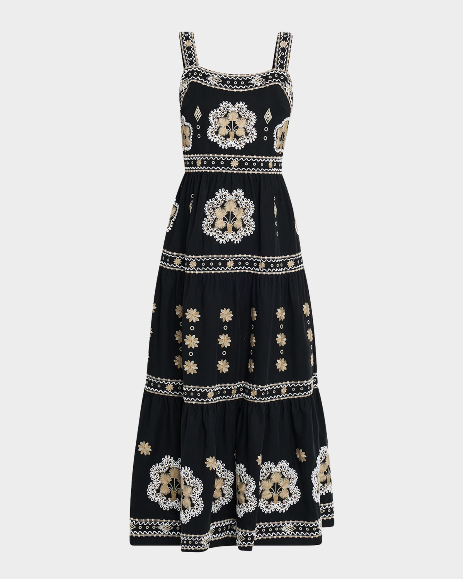 The Ellisah Embroidered Linen Maxi Dress 0