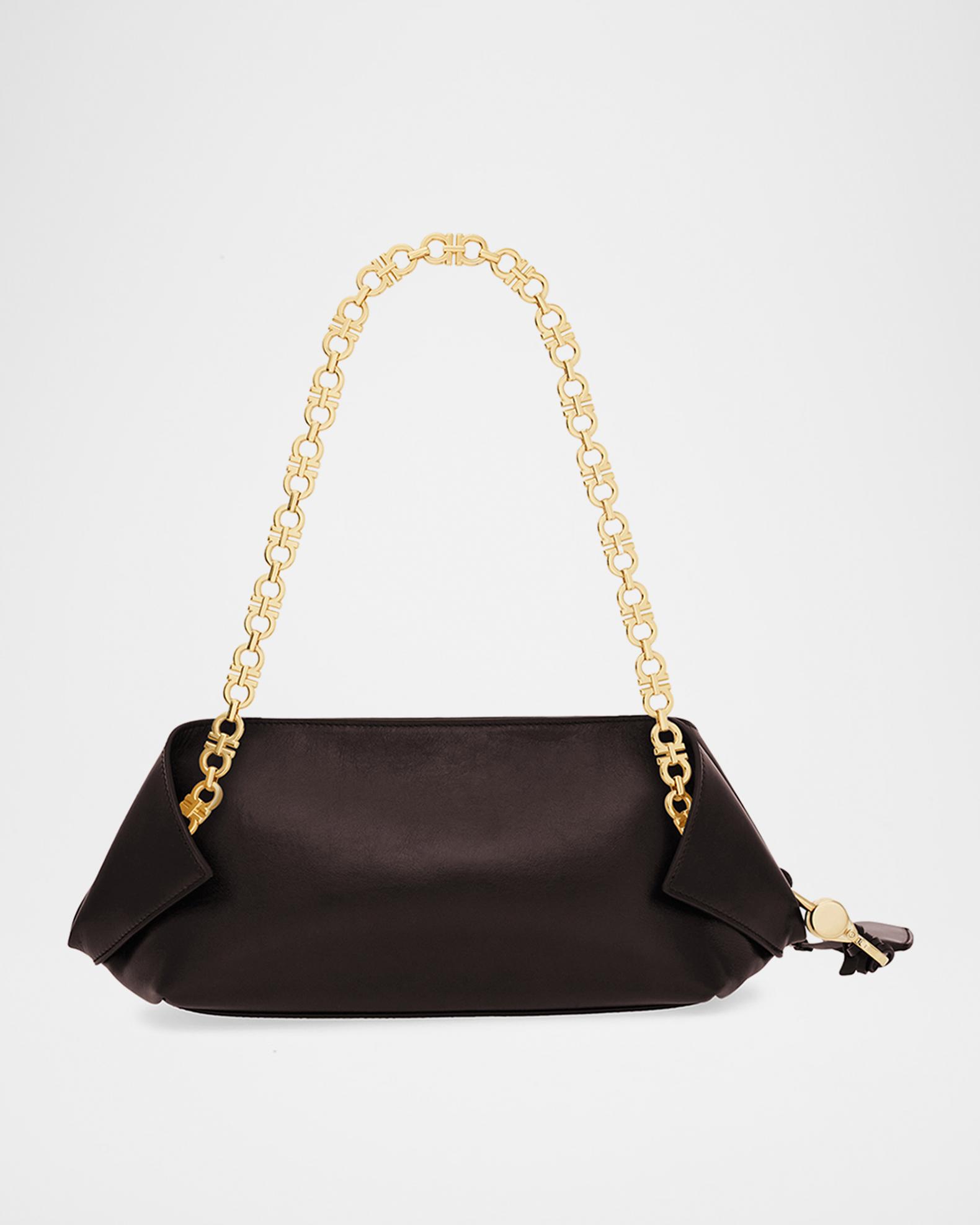 Ferragamo Scarf Smooth Leather Gancio Shoulder Bag Neiman Marcus