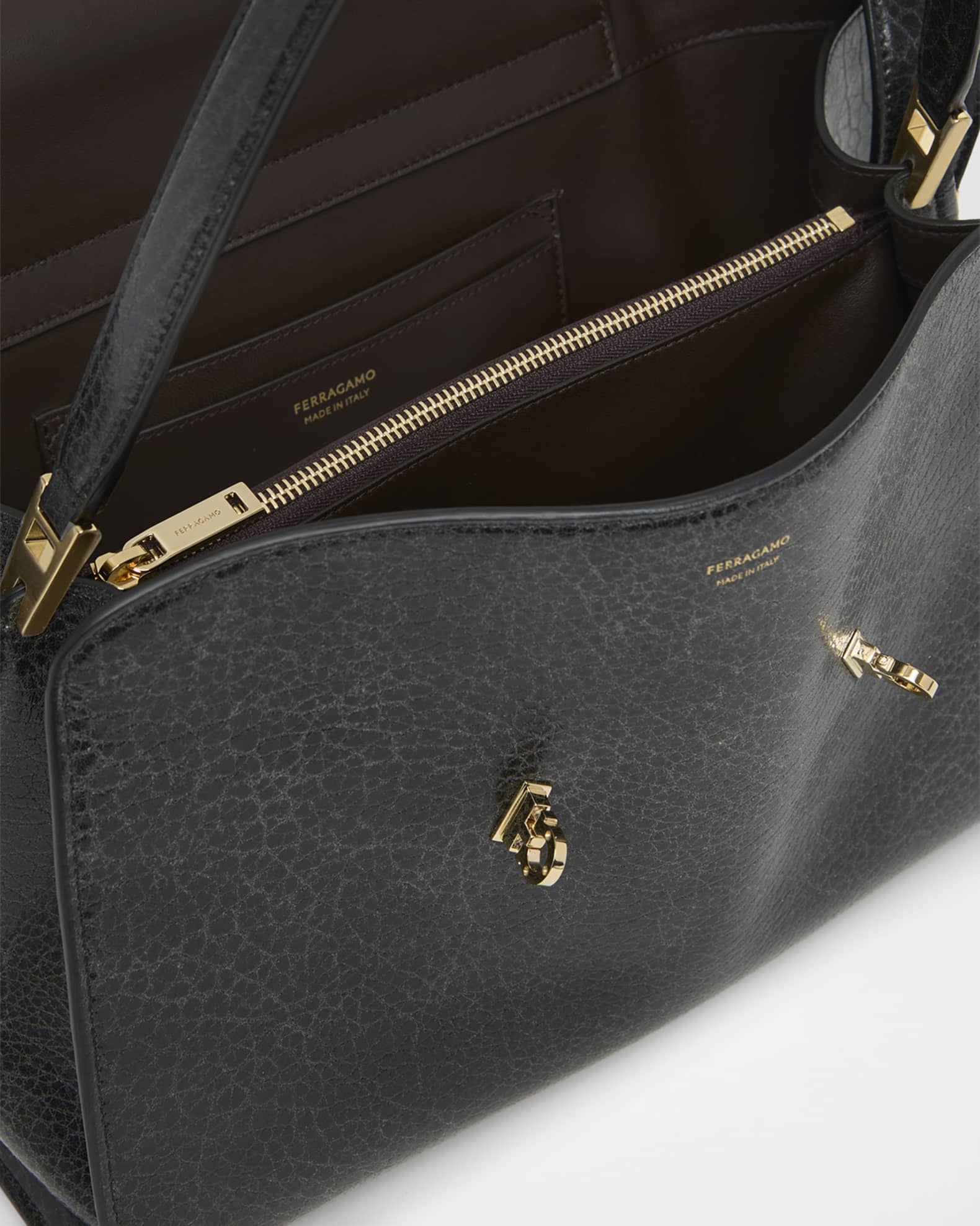 Hug Grain Leather Shoulder Bag