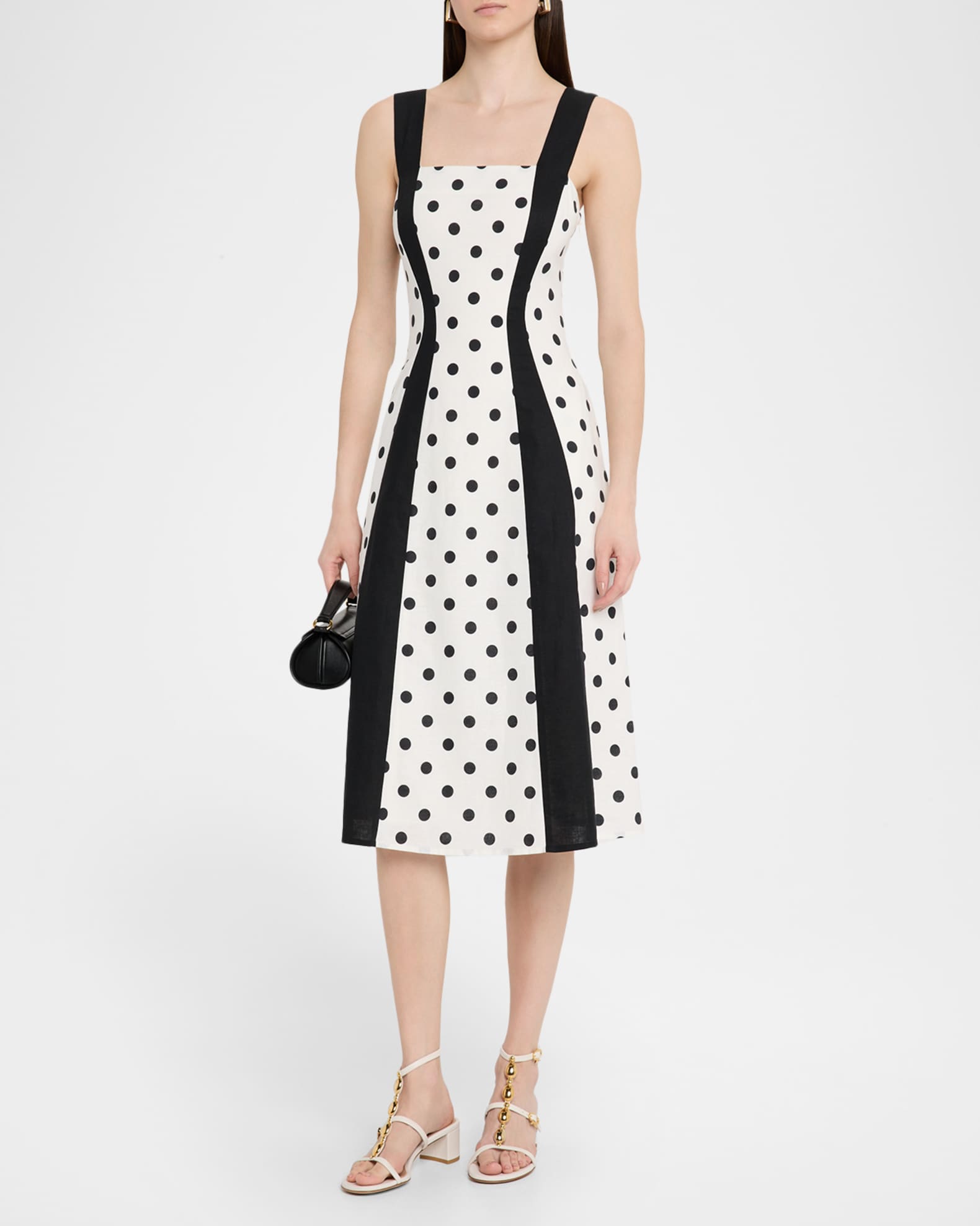 Sloane Polka Dot Colorblock Midi Dress 1
