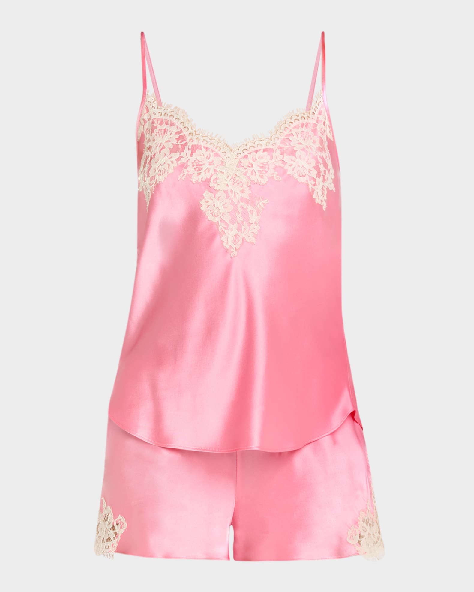 Gazebo Lace-Trim Silk Cami & Shorts Pajama Set 0