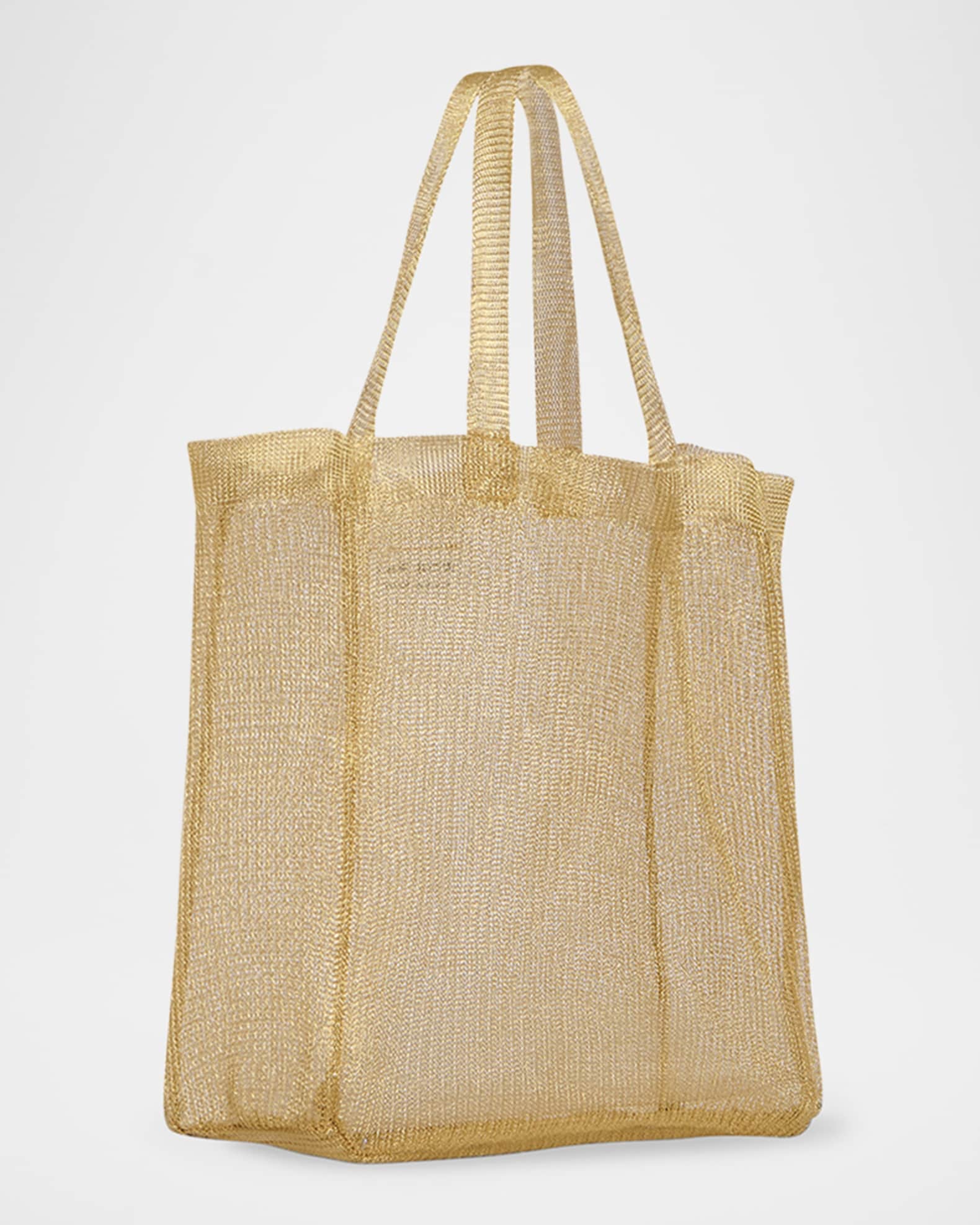 トートバッグ The Row Mini Tote Bag Imogen in gold-plated brass THE ROW Imogen Mini Tote Bag in Brass Mesh | Neiman Marcus