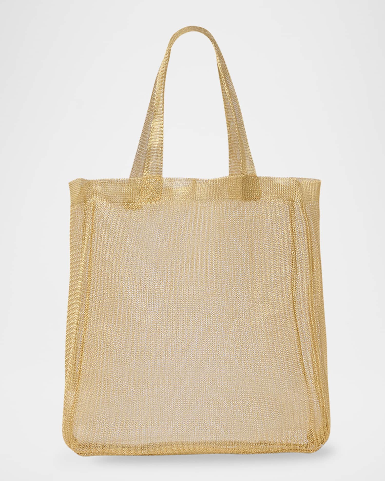 トートバッグ THE ROW MINI TOTE BAG IMOGEN IN GOLD-PLATED BRASS THE ROW Imogen Mini Tote Bag in Brass Mesh | Neiman Marcus