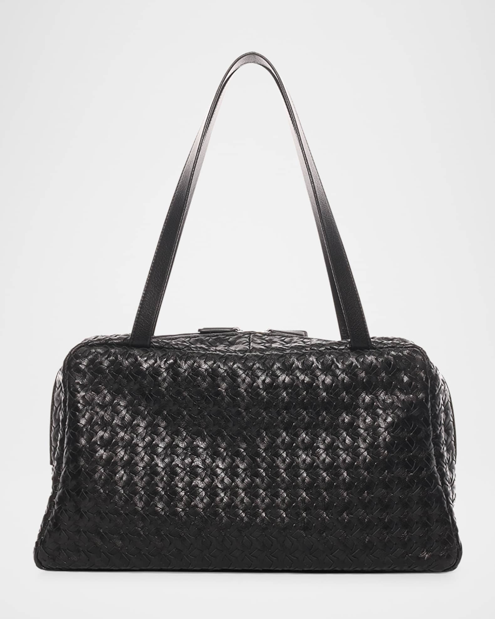 Astra Bowling Shoulder Bag in Woven Vintage Leather 0