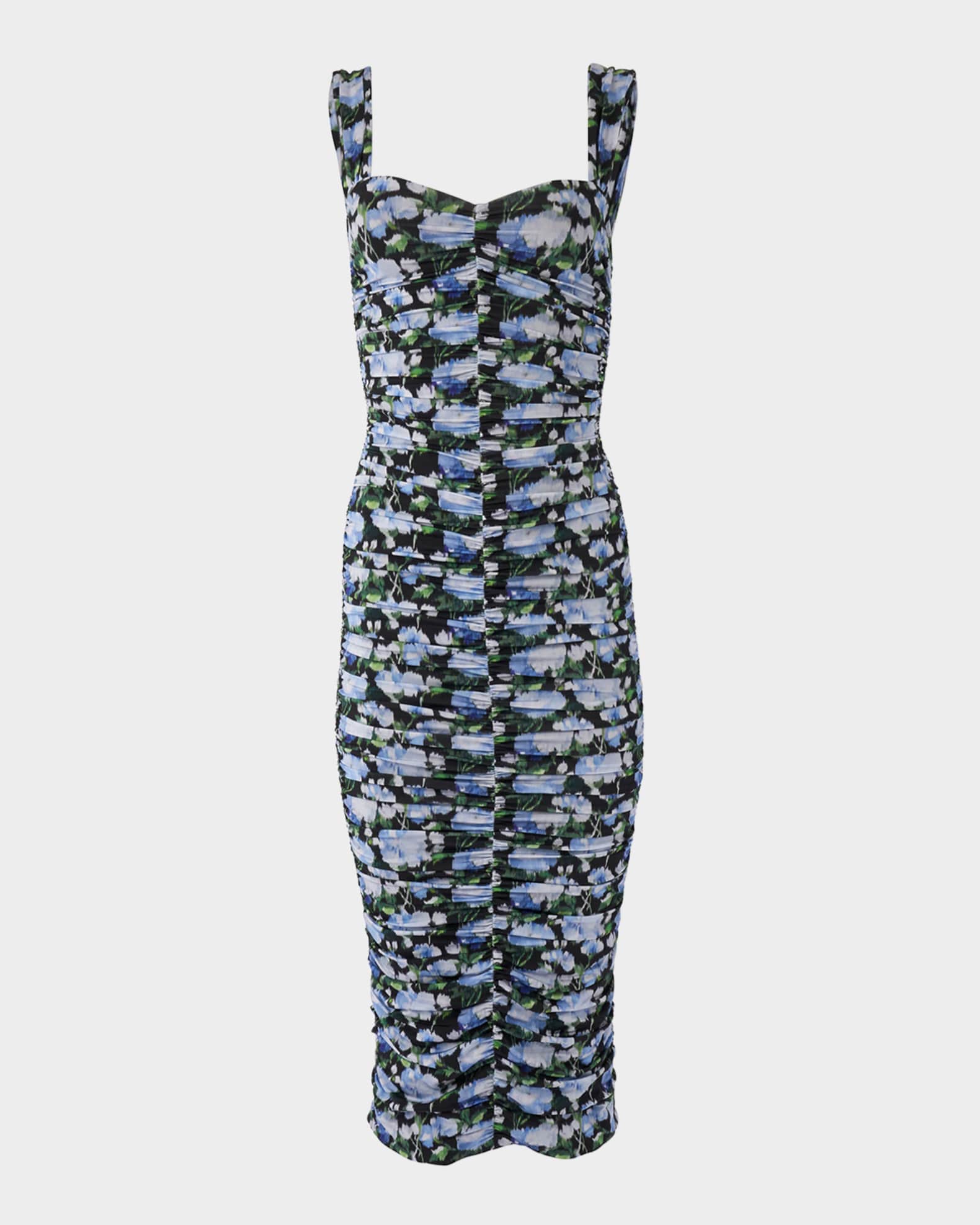 Floral Ruched Midi Dress 0