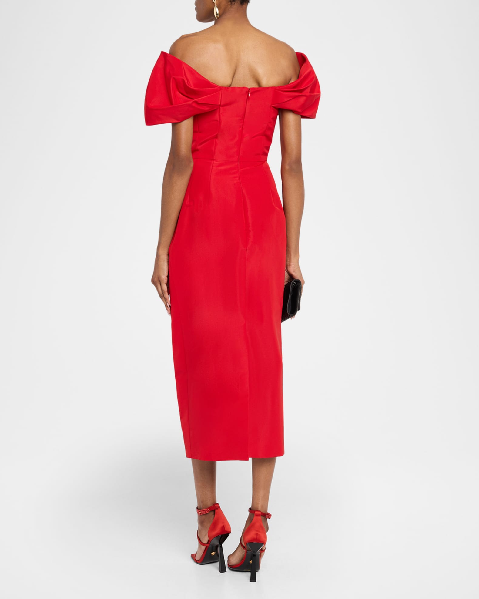 Carolina Herrera Off-The-Shoulder Midi Column Dress | Neiman