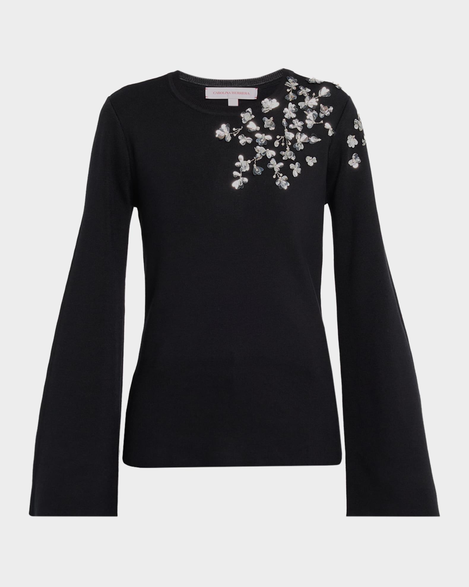Embellished Bell-Sleeve Sweater 0