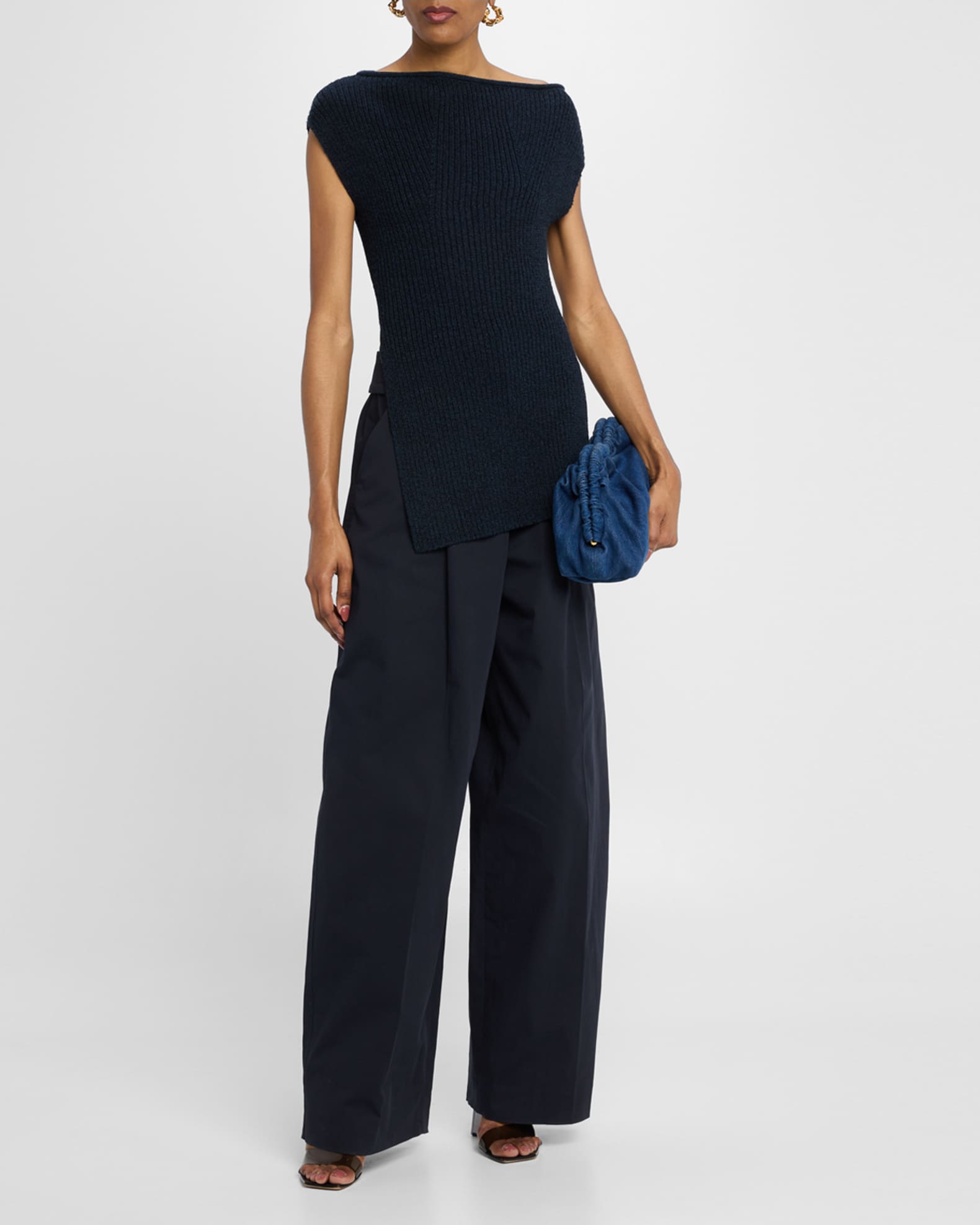 Millie Asymmetric Ribbed Sweater Top  1