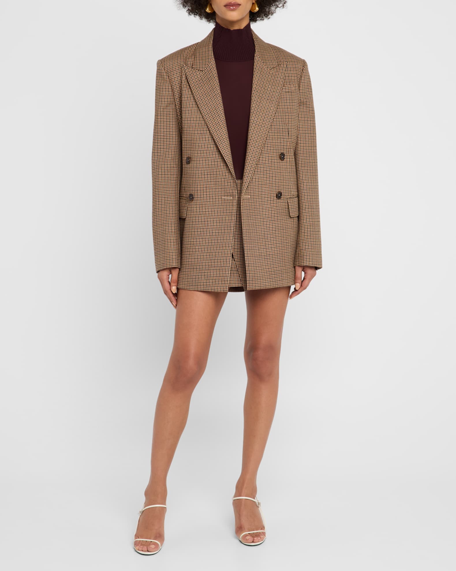A.L.C. Calla Check Double-Breasted Jacket | Neiman Marcus