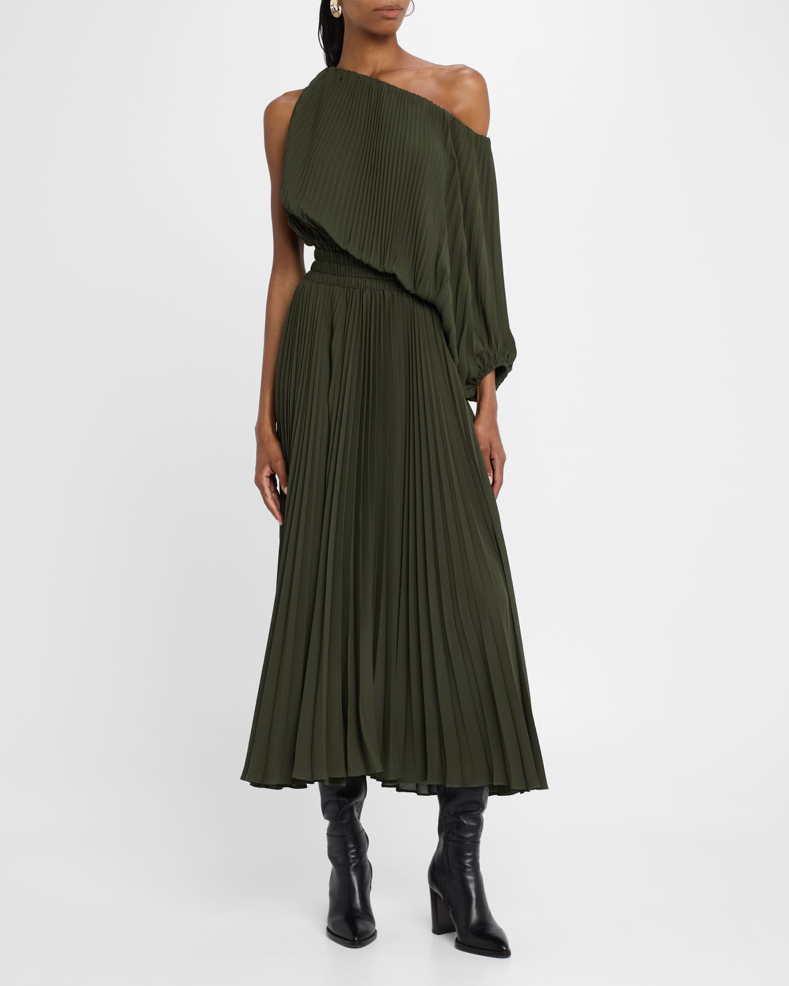 A.L.C. Mara Pleated Asymmetric Dress | Neiman Marcus