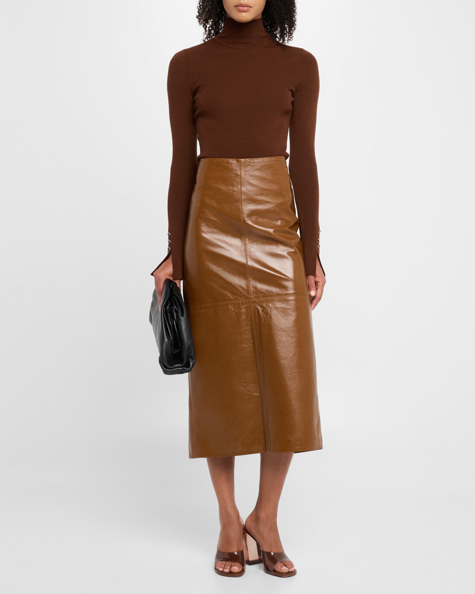 Marta Leather Midi Skirt 1