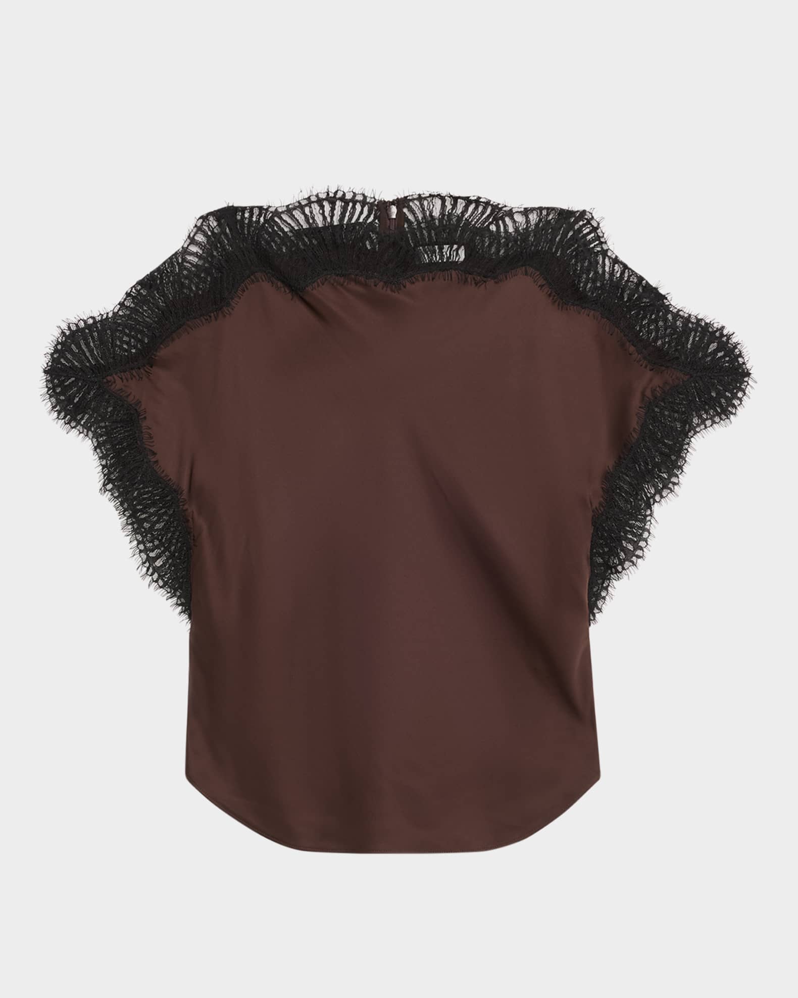 A.L.C. Luna Satin Lace-Trim Top | Neiman Marcus