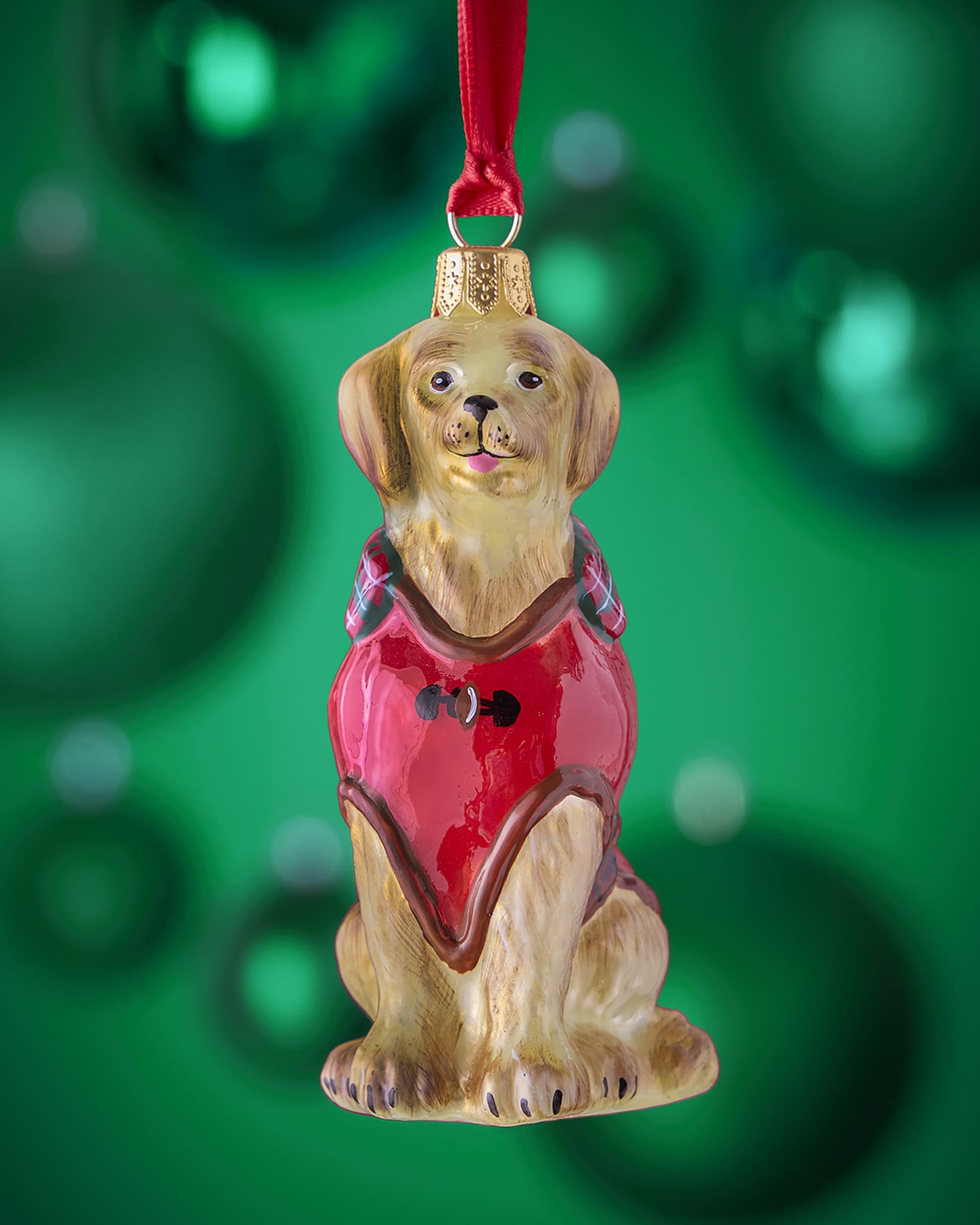 Golden Retriever in Barbour Coat Christmas Ornament 0