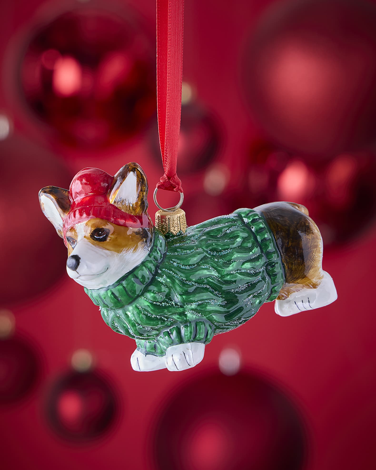 Pembroke Welsh Tricolor Corgi in Sweater and Hat Christmas Ornament 0