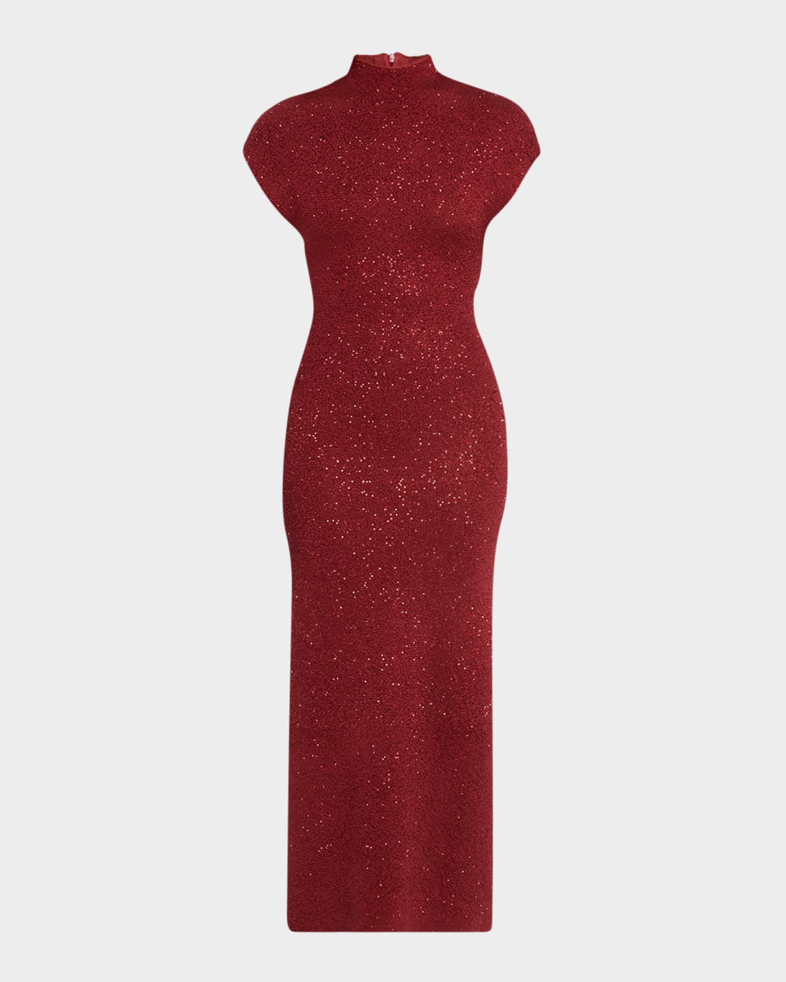 Mock-Neck Sequin Knit Ankle Dress 0