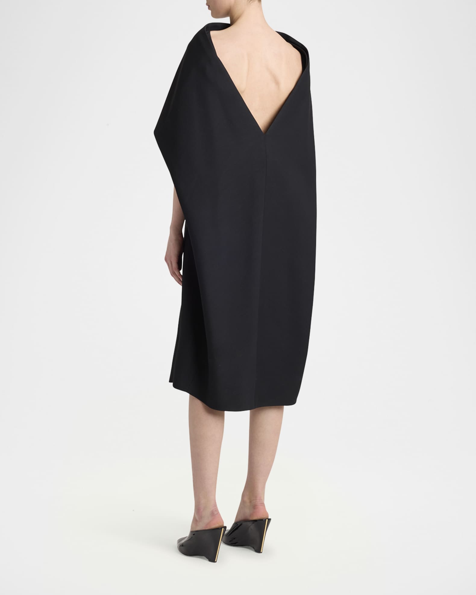 knee length dresses for ladies Black Pleated Cape Maternity Midi Dress main image 1
