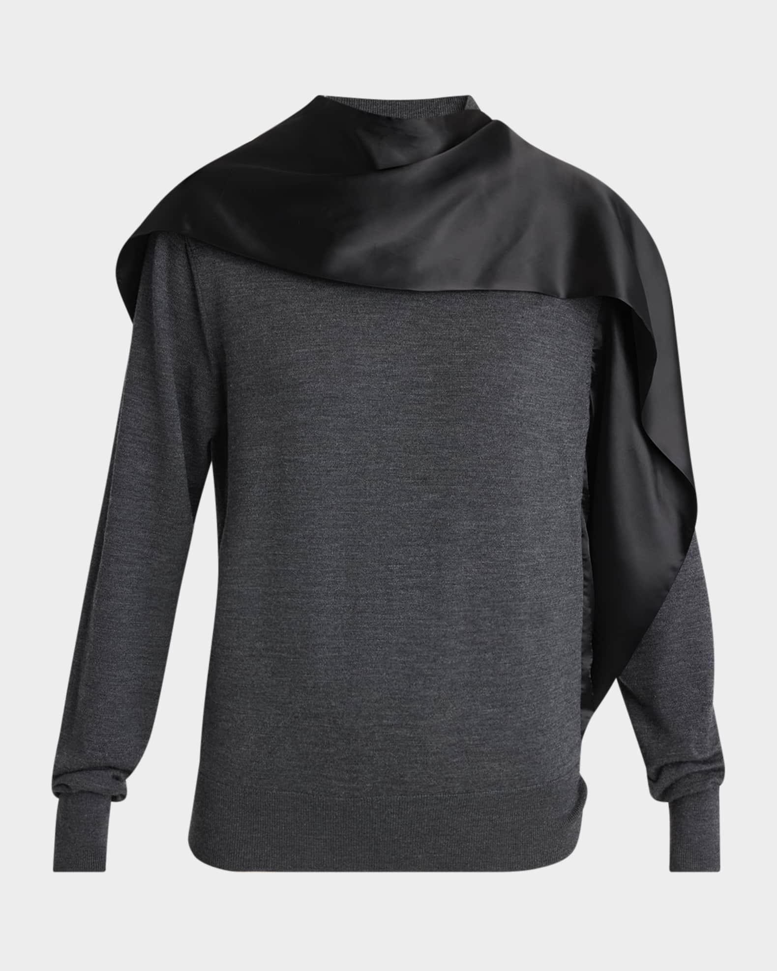 Satin Scarf Wool Sweater 0