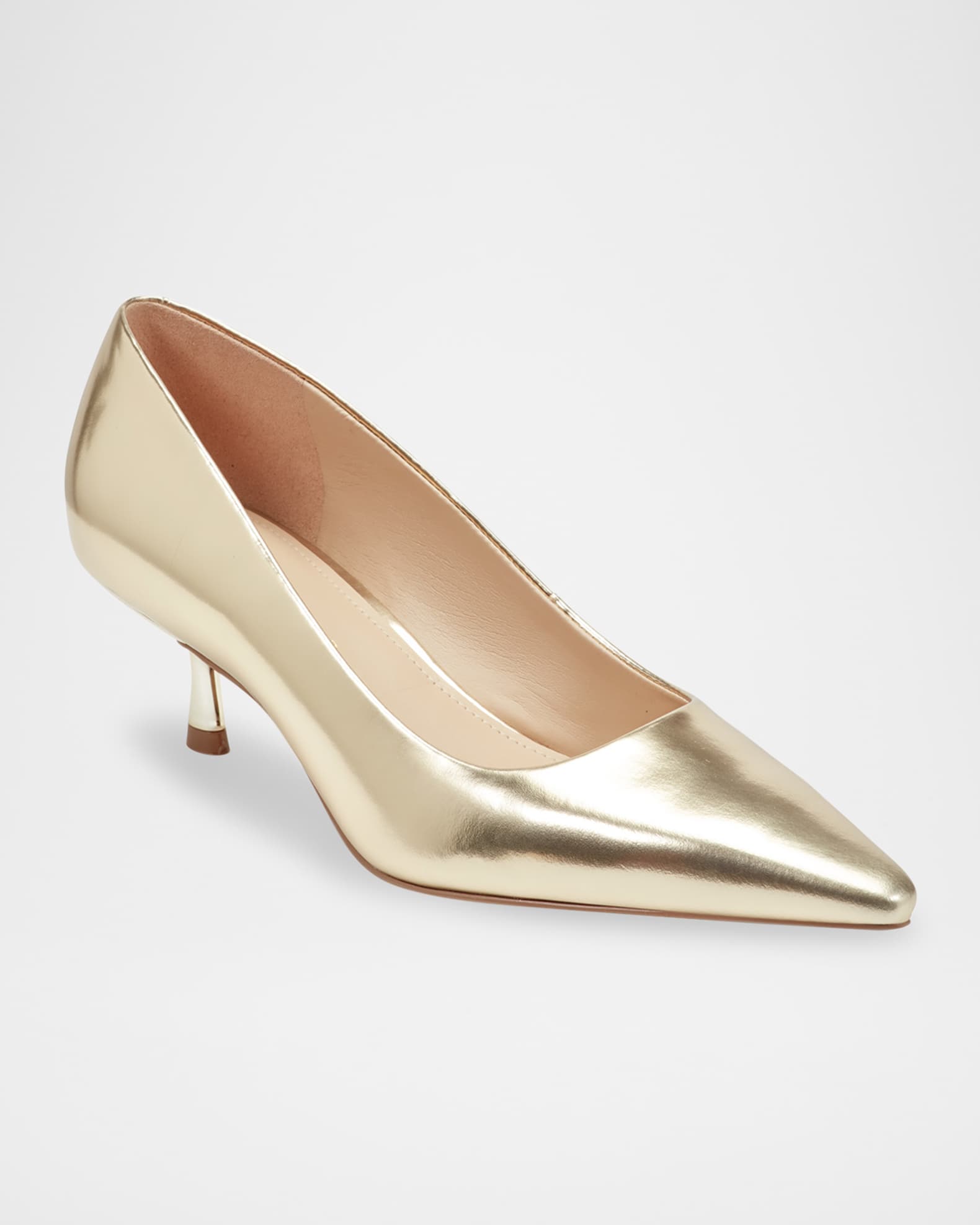 Calynna Metallic Leather Kitten-Heel Pumps 1