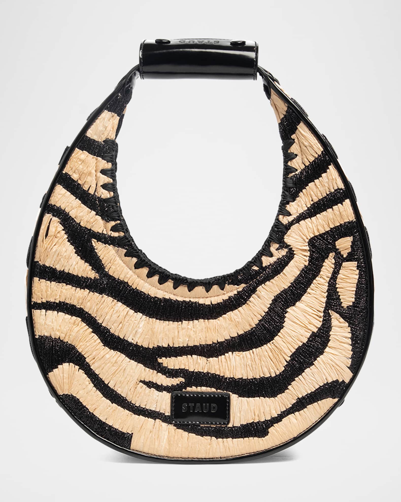 Moon Zebra Raffia Shoulder Bag 1