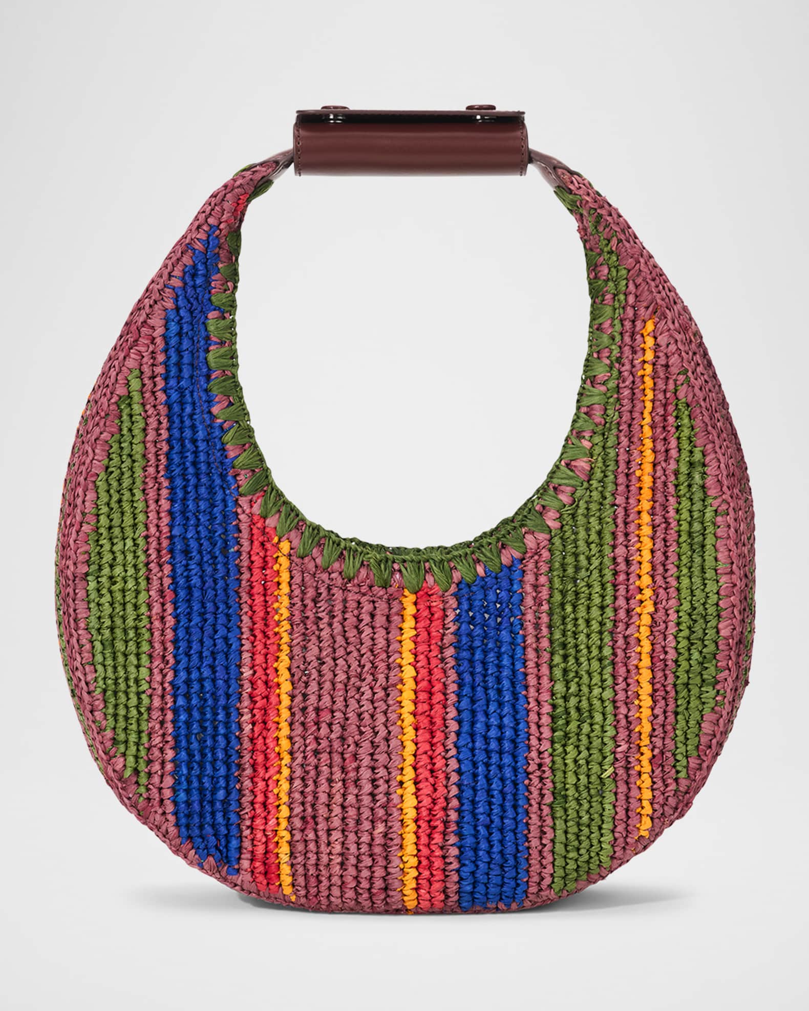 Moon Multicolor Striped Raffia Shoulder Bag 0