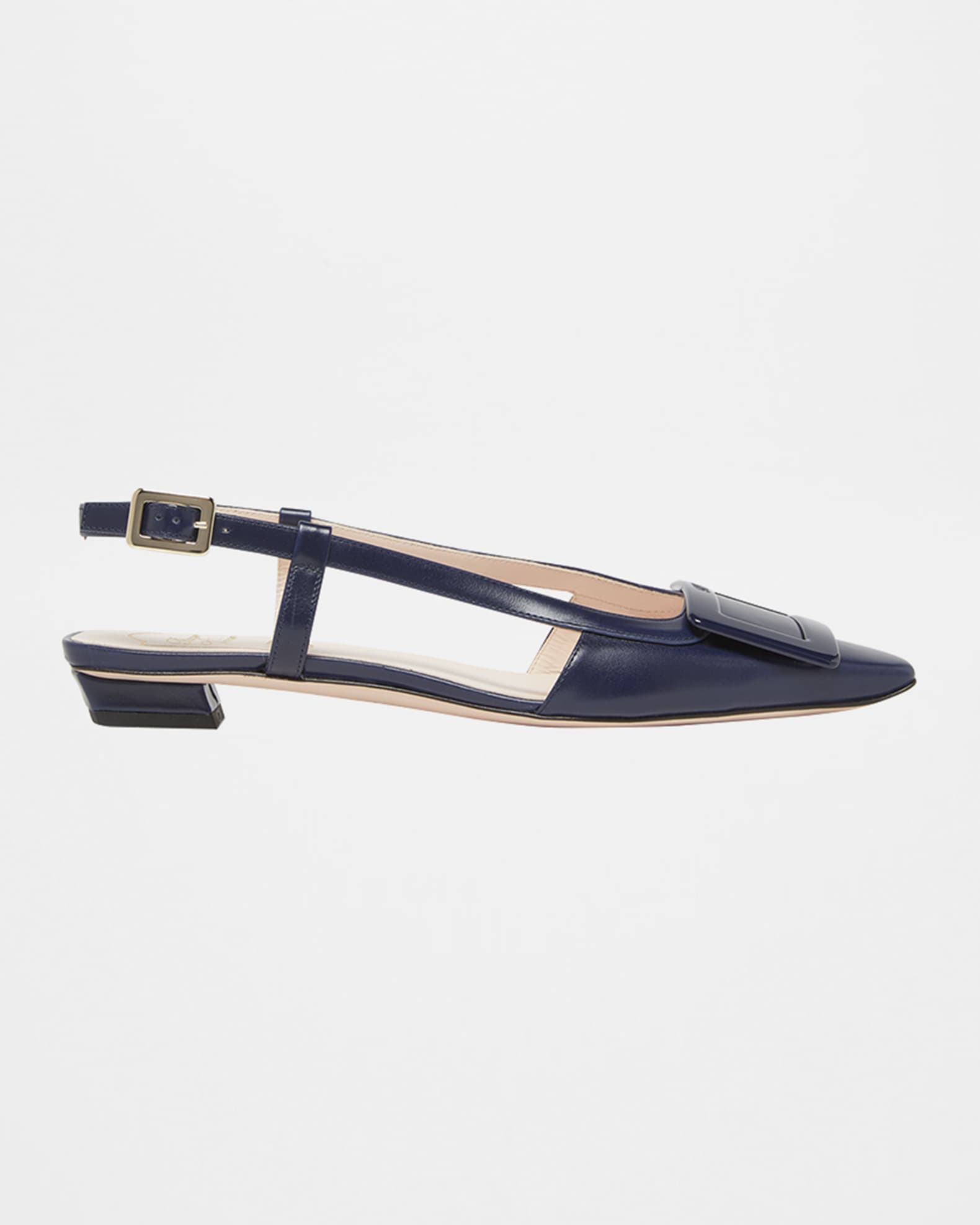 Belle Vivier Leather Buckle Kitten-Heel Slingback Pumps 0