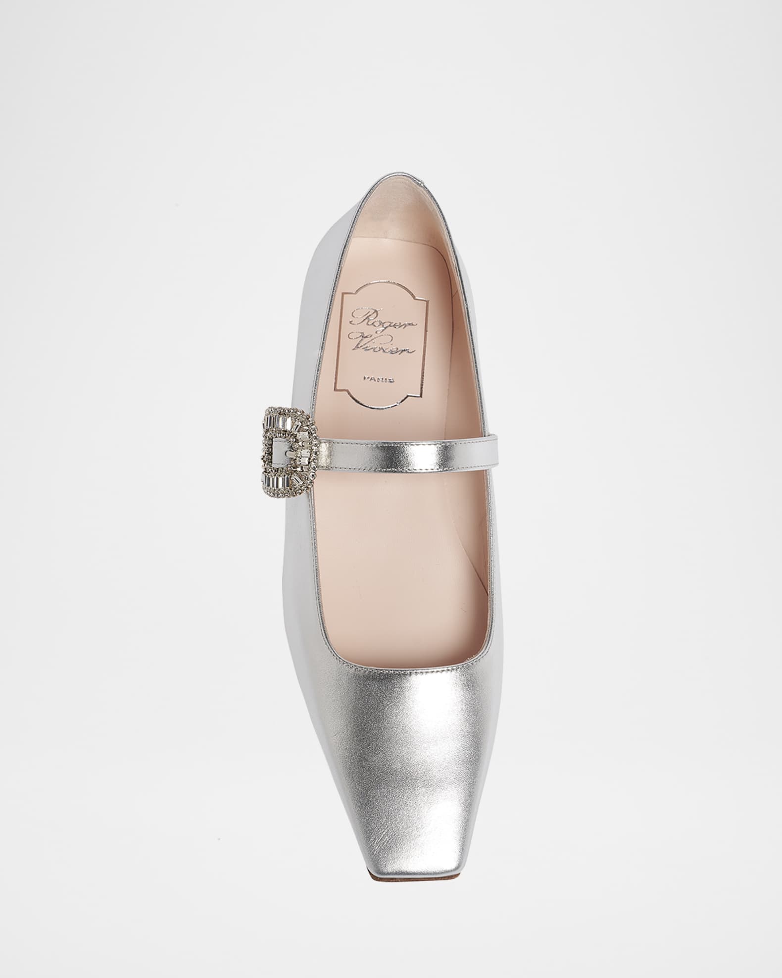 【ROGER VIVIER】Crystal-embellished ballet flats 国内発送 ROGER VIVIER Très Vivier crystal-embellished glossed-leather
