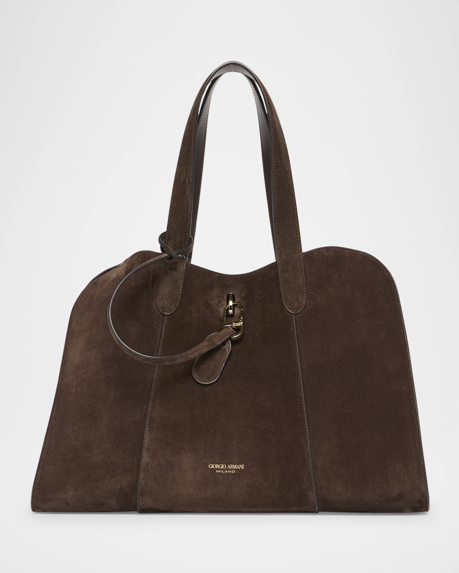 Giorgio Armani Large Soft Suede Trapezoid Tote Bag | Neiman Marcus